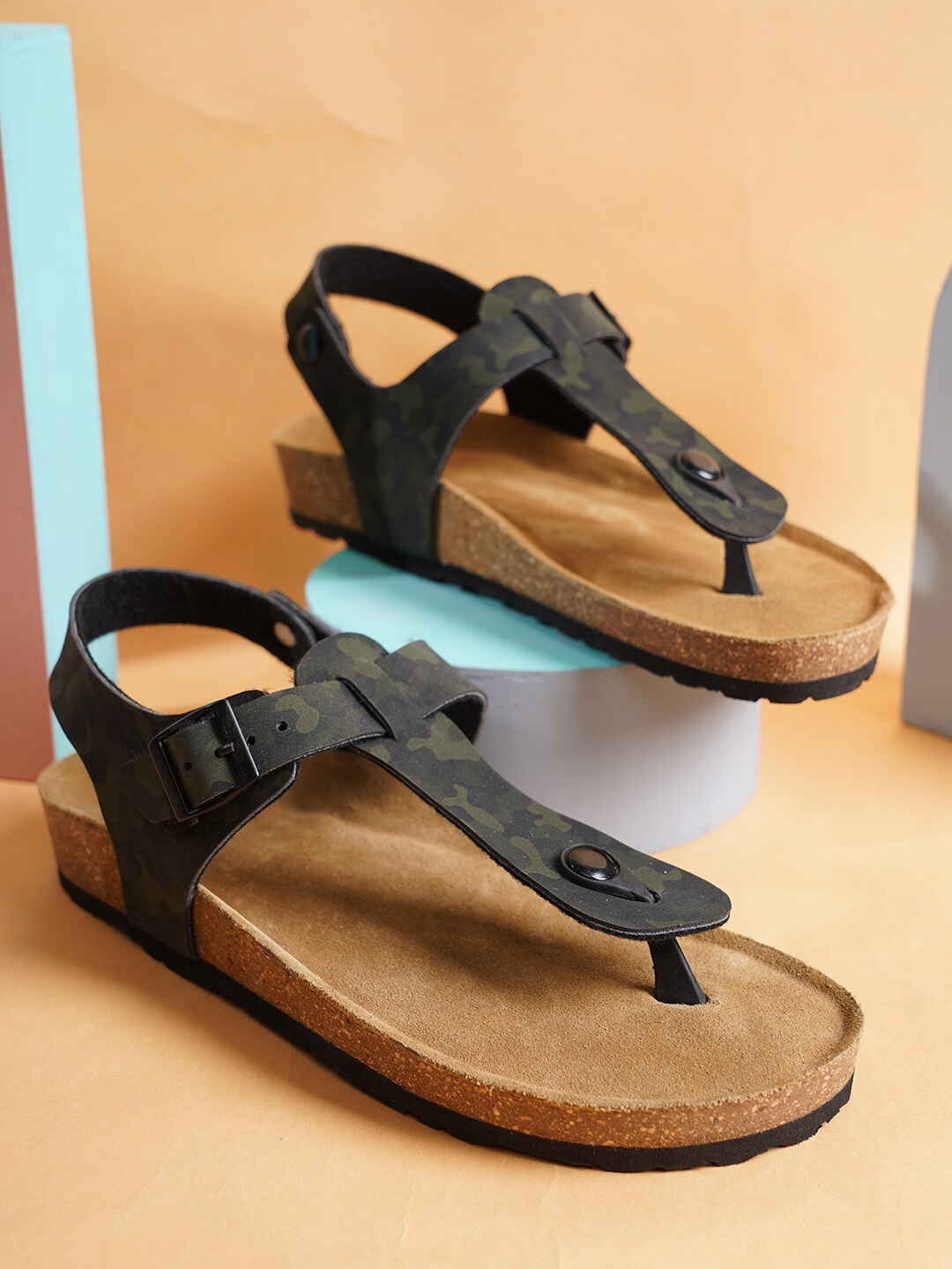 

ELLE Women Leather Comfort Sandals, Olive