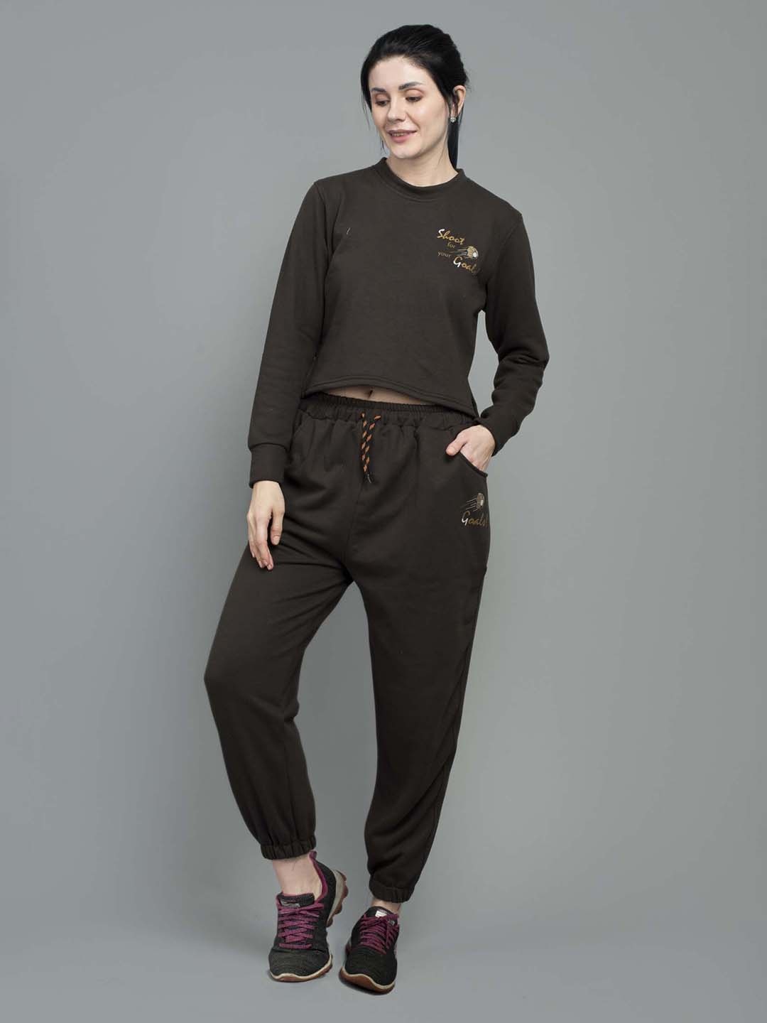 

Keepfit Women Cotton Fleece Tracksuit, Brown