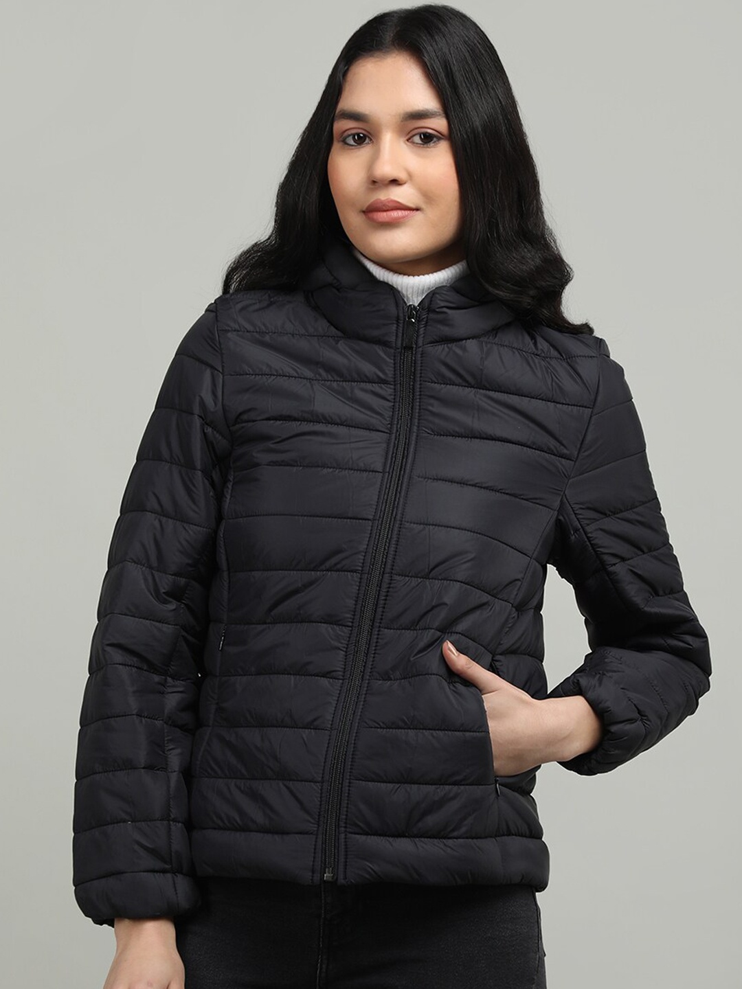 

CHKOKKO Women Lightweight Outdoor Hooded Padded Jacket, Black