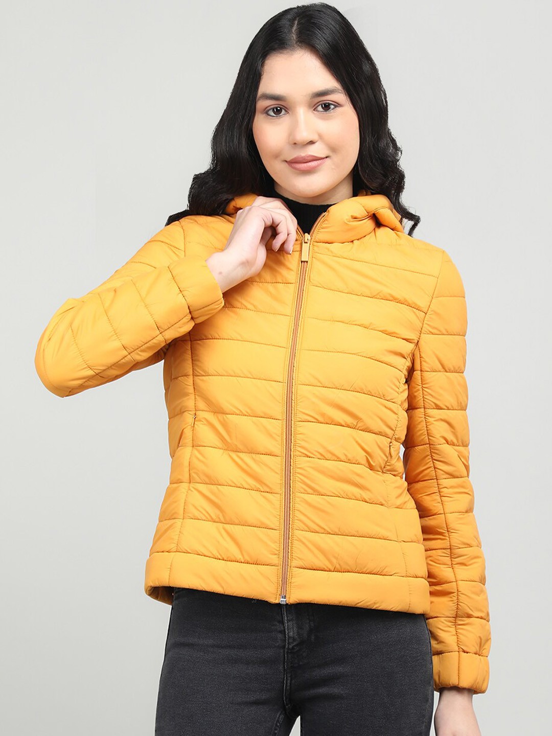 

CHKOKKO Women Lightweight Outdoor Hooded Padded Jacket, Mustard