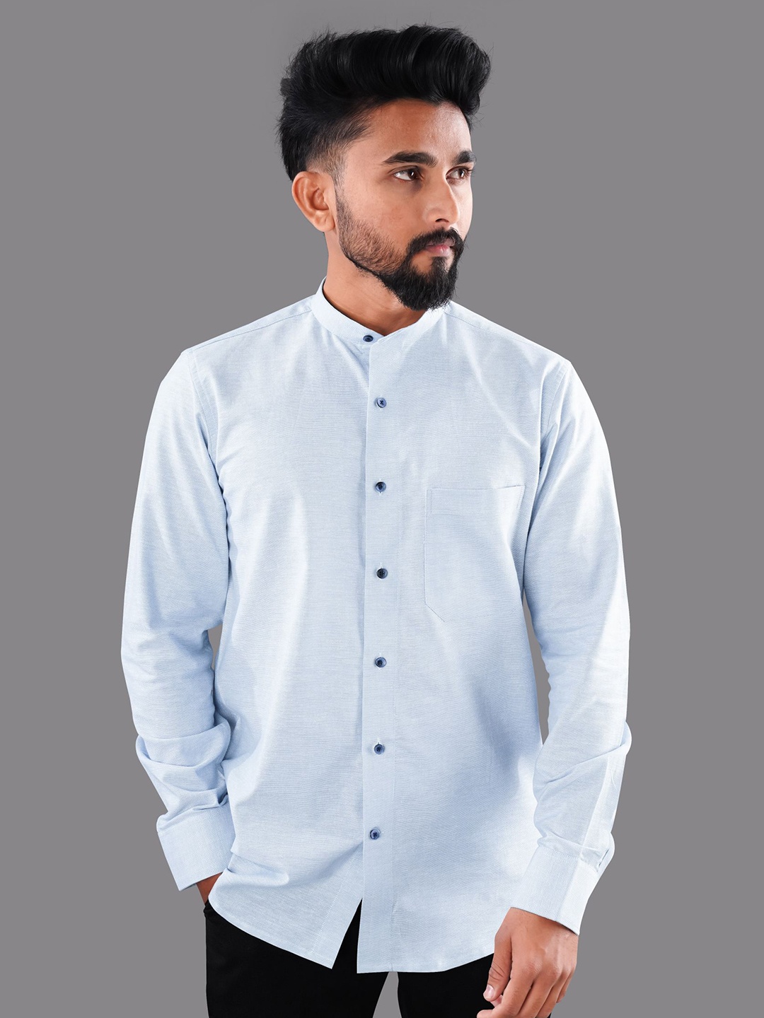 

FRENCH CROWN Men Standard Cotton Casual Shirt, Blue
