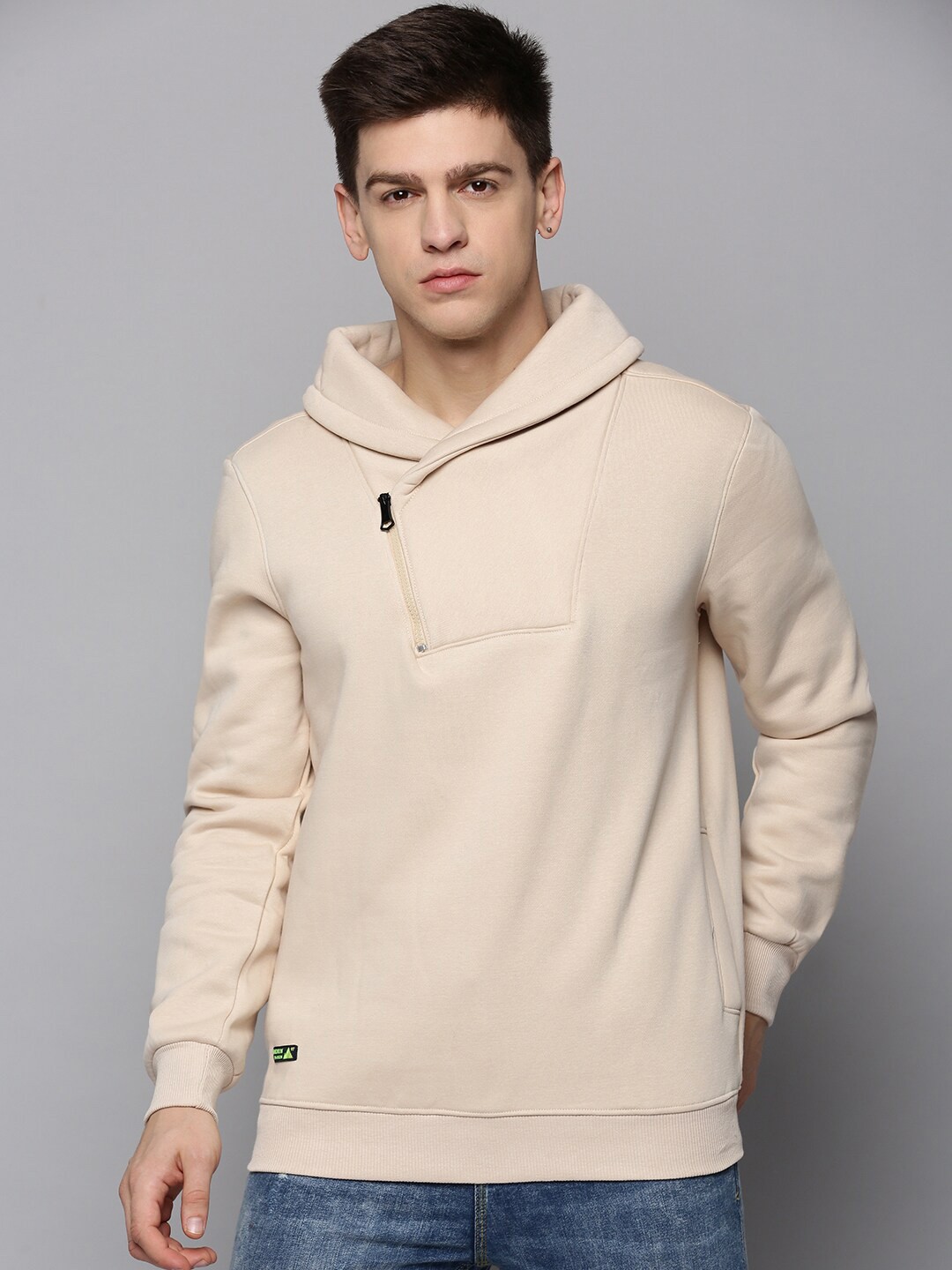 

SHOWOFF Men Double Collar Cotton Sweatshirt, Beige