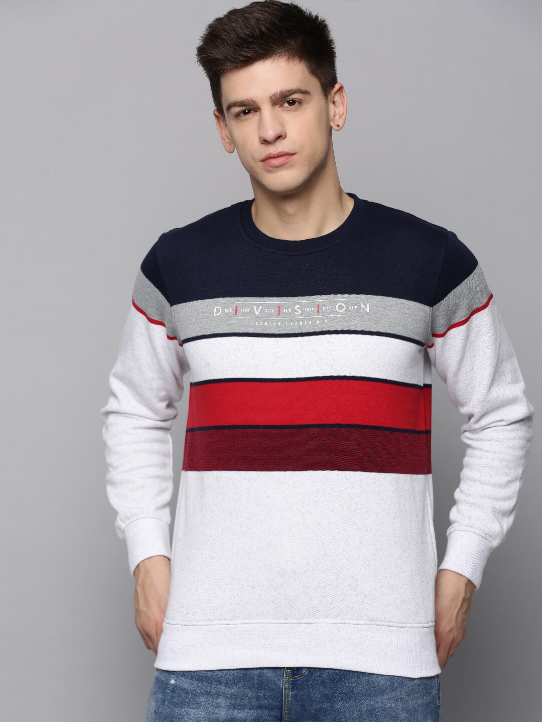 

SHOWOFF Men Striped Sweatshirt, Off white