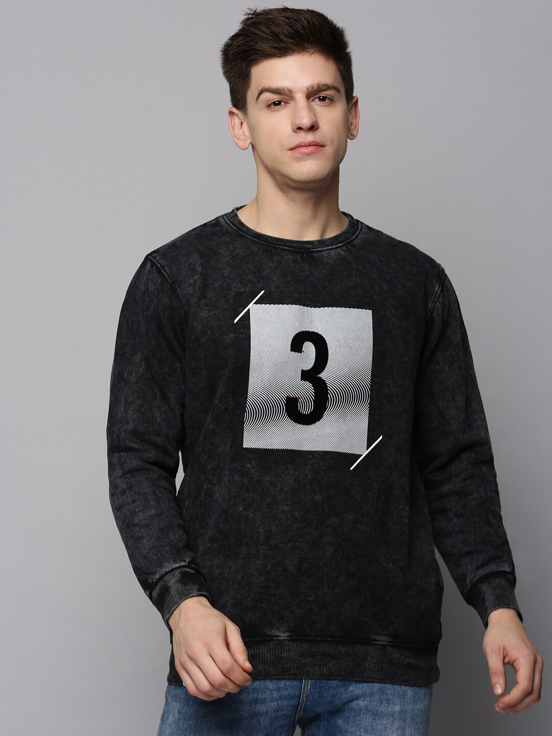 

SHOWOFF Men Printed Sweatshirt, Charcoal