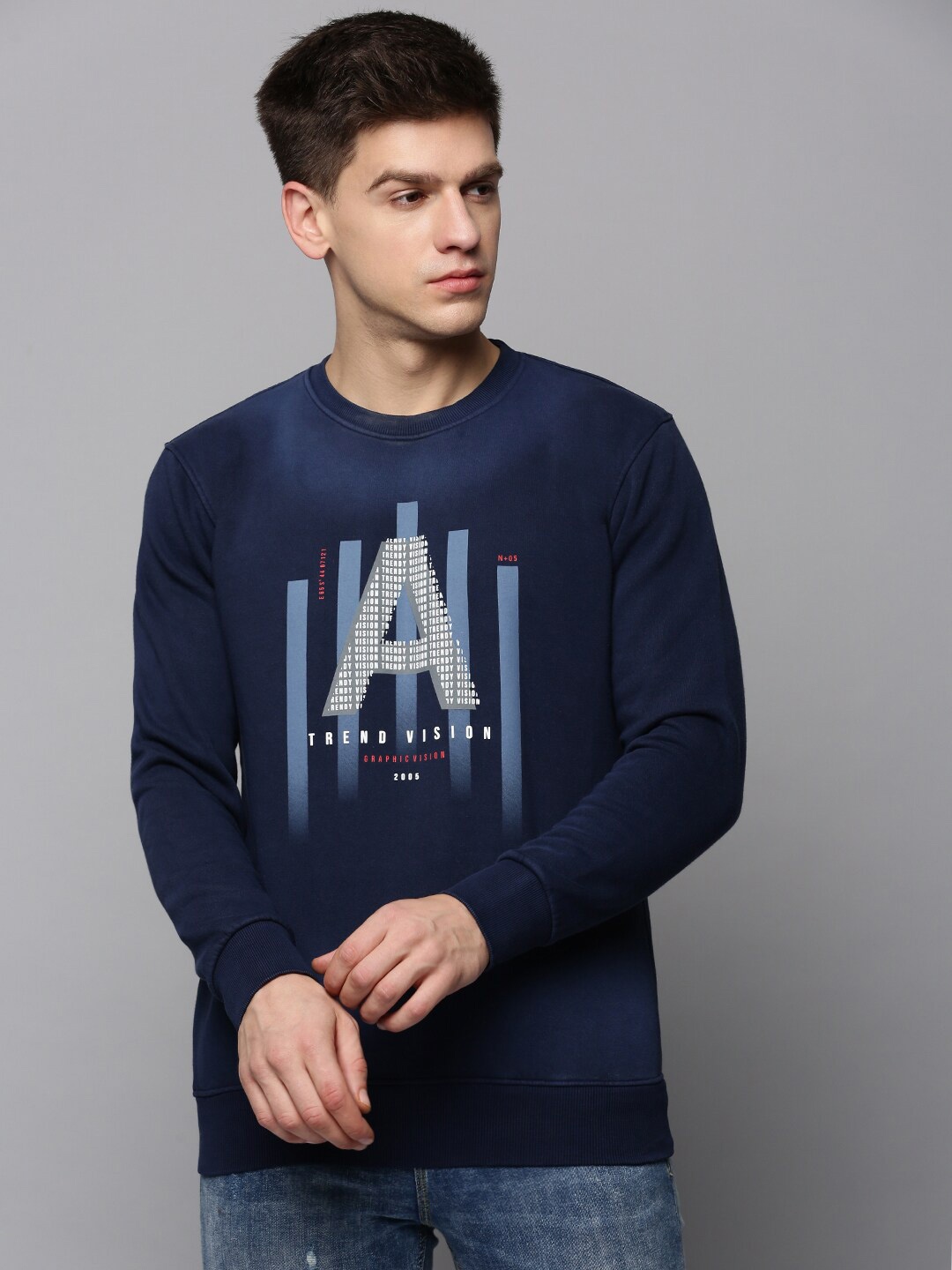 

SHOWOFF Men Printed Sweatshirt, Navy blue