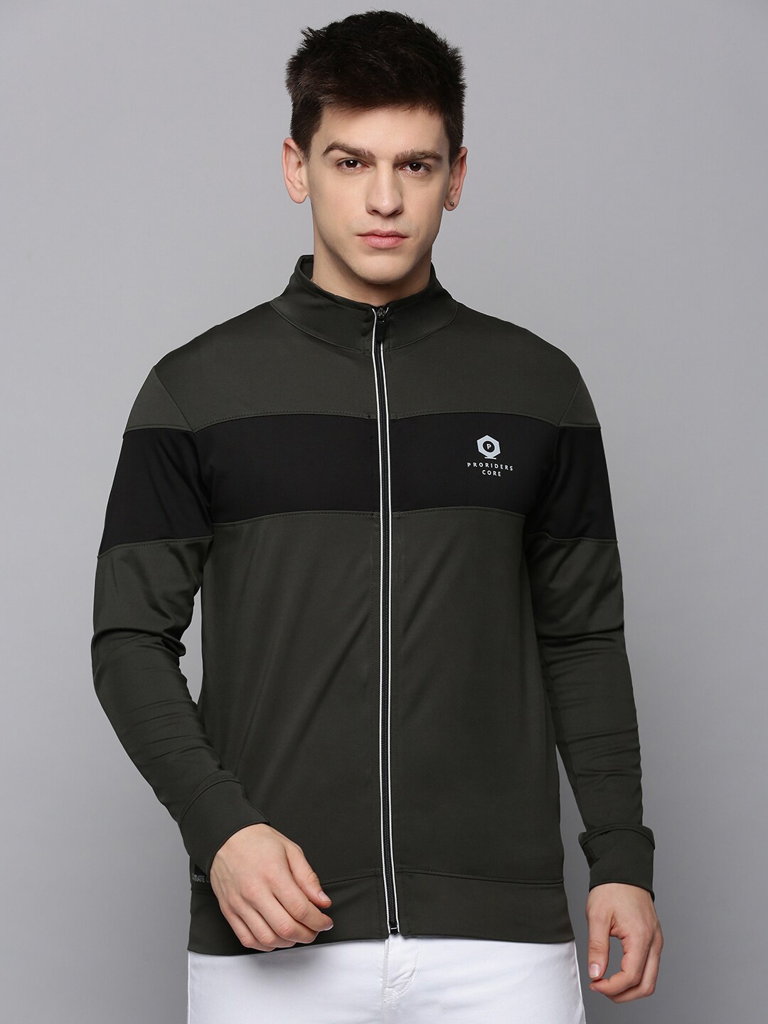 

SHOWOFF Men Colourblocked Sweatshirt, Olive