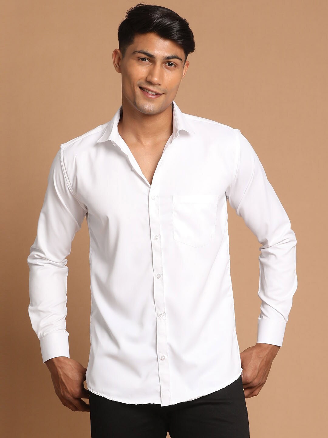 

VASTRAMAY Men Cotton Casual Shirt, White