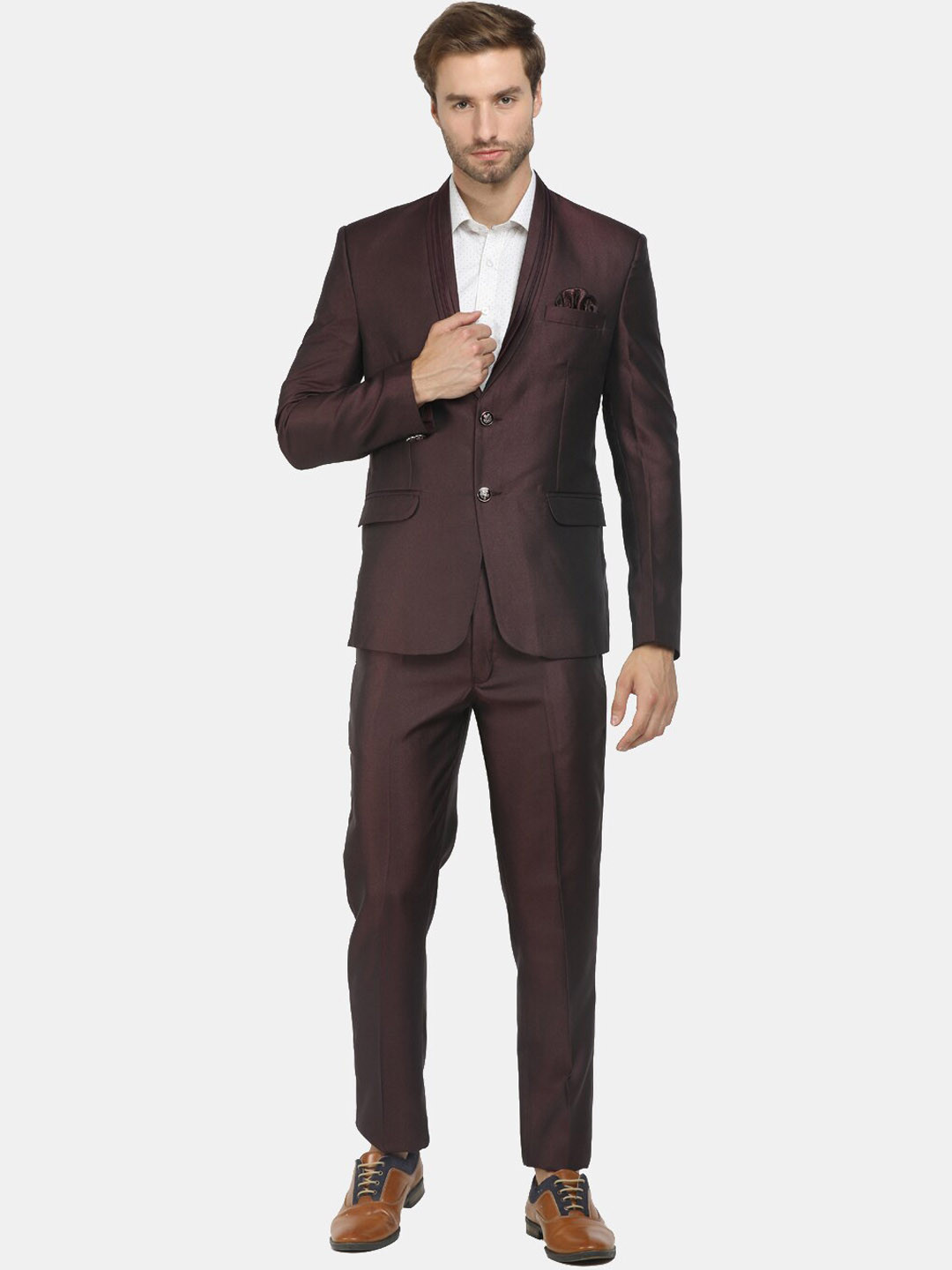 

V-Mart Men Shawl Collar Tuxedo 2 Piece Suit, Maroon