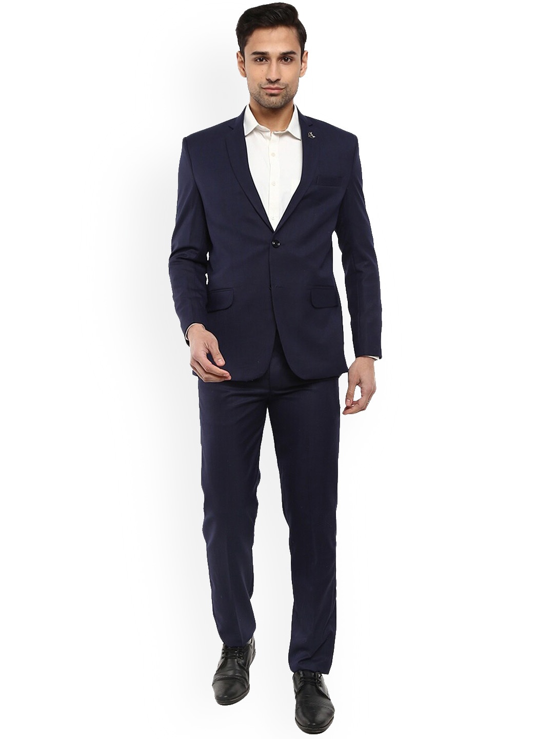 

V-Mart Men 2-Pcs Checked Notched Lapel Single Breasted Cotton Suit, Blue