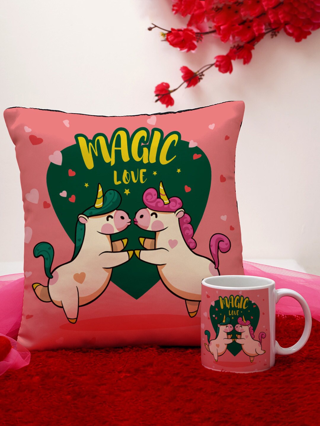 

Crazy Corner 2-Pieces Pink Printed Cushion & Mug Valentine's Day Gift