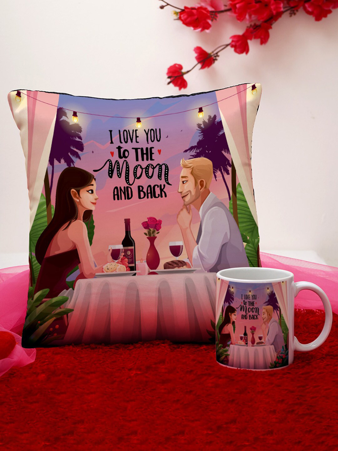 

Crazy Corner Multi-Coloured Set of 2 Printed Cushion & Mug Valentine's Day Gift Set