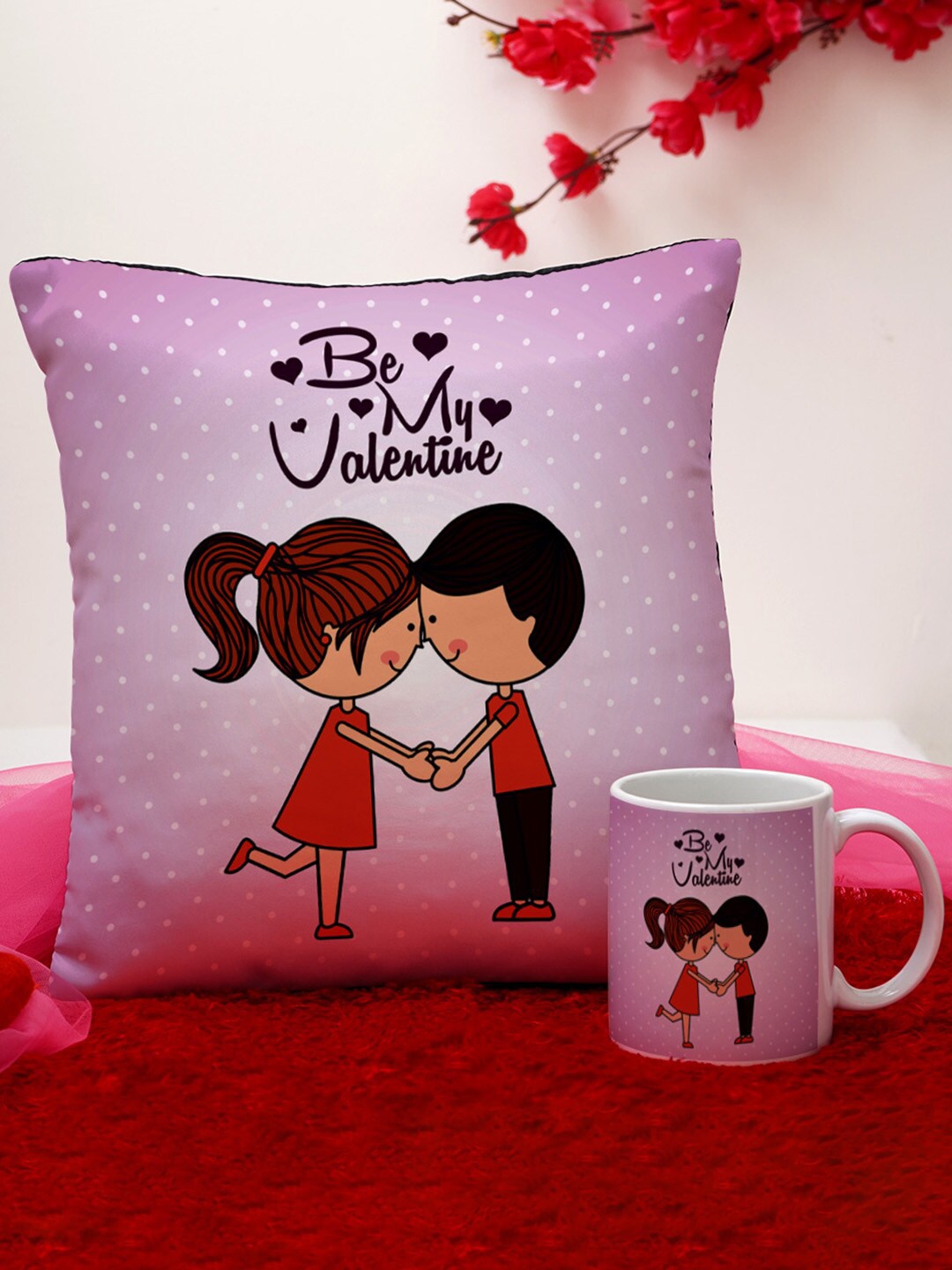 

Crazy Corner Purple Set of 2 Printed Cushion & Mug Valentine's Day Gift Set