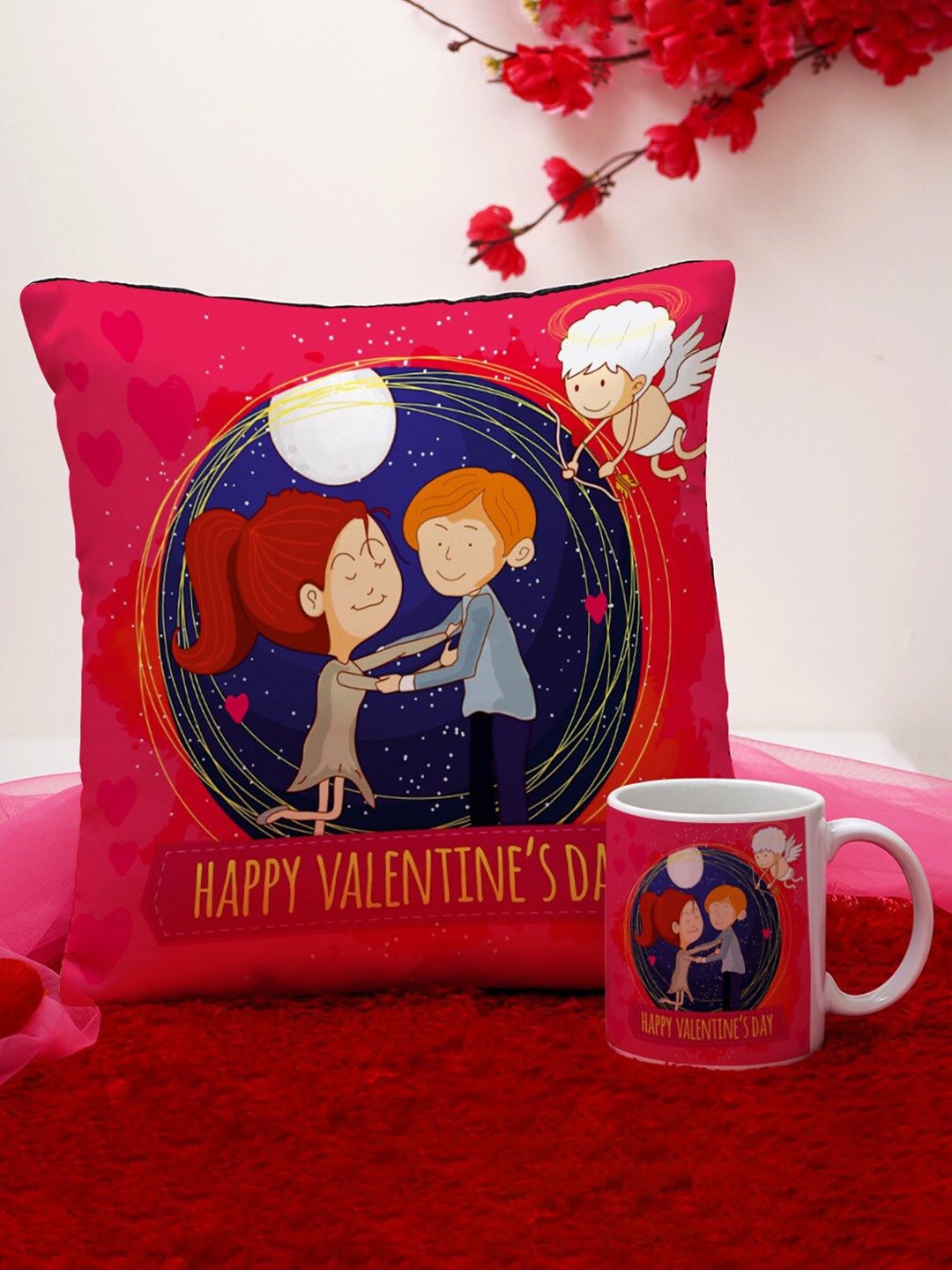 

Crazy Corner Pink Set of 2 Printed Cushion & Mug Valentine's Day Gift Set