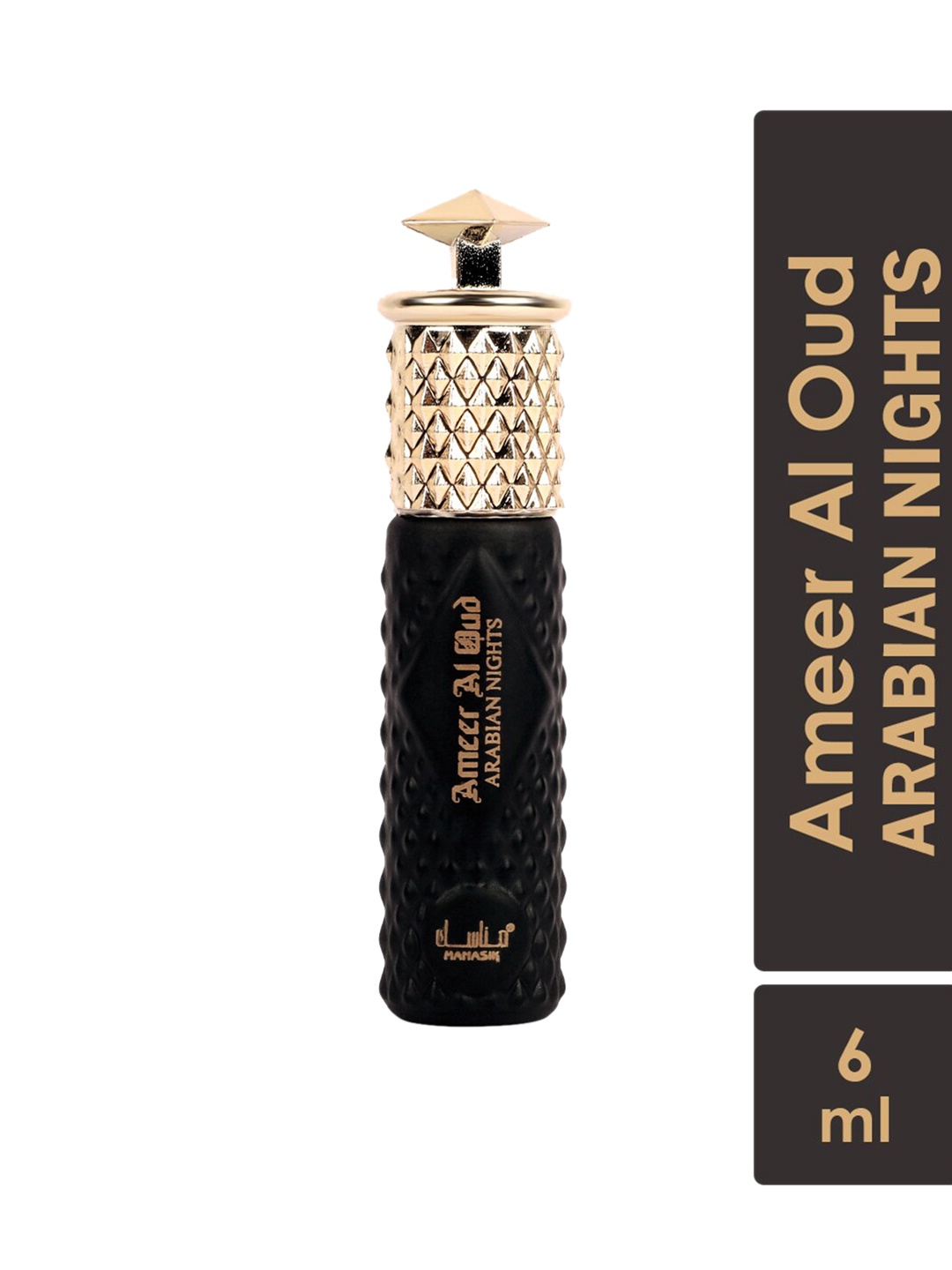 

MANASIK Ameer Al Oud Arabian Nights Alcohol-Free Long-Lasting Roll-On Attar - 6ml, Black