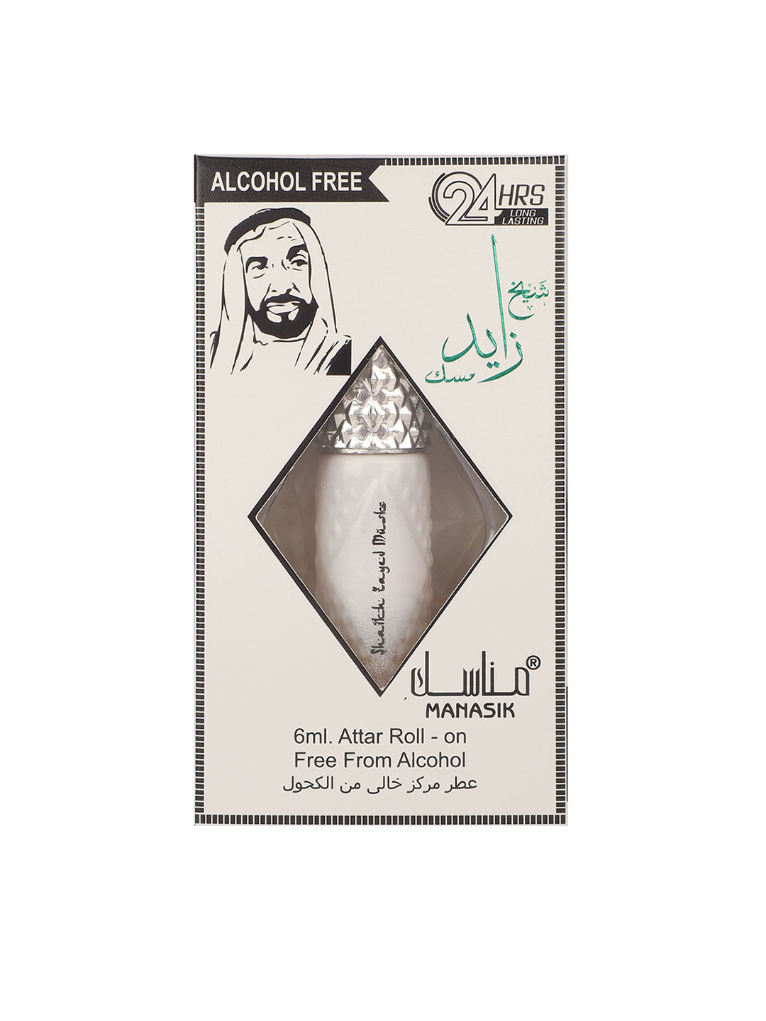 

MANASIK Men Shaikh Zayed Musk Alcohol-Free Long-Lasting Roll-On Attar - 6ml, White