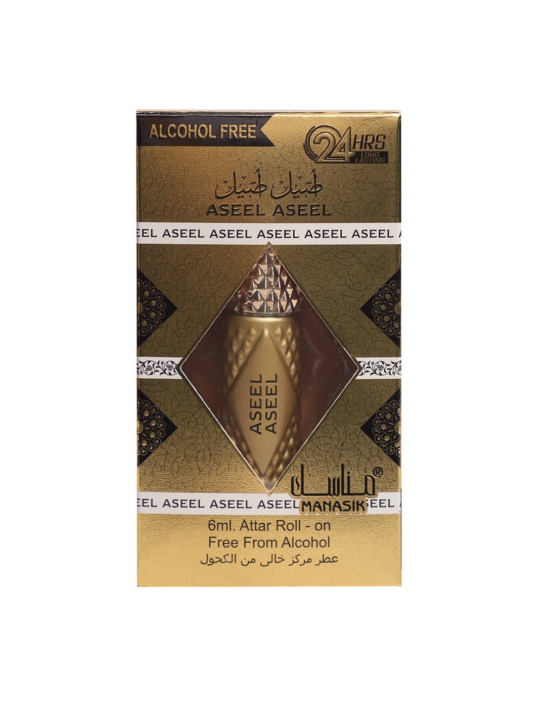 

MANASIK Men Aseel Aseel Alcohol-Free Long-Lasting Roll-On Attar - 6ml, Gold