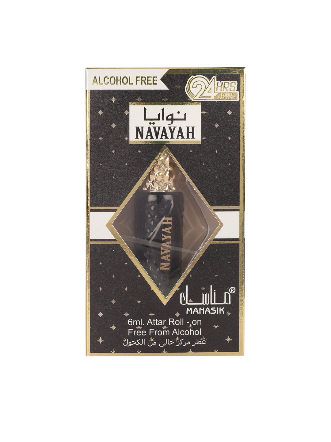 

MANASIK Women Navayah Alcohol-Free Long-Lasting Roll-On Attar - 6ml, Black