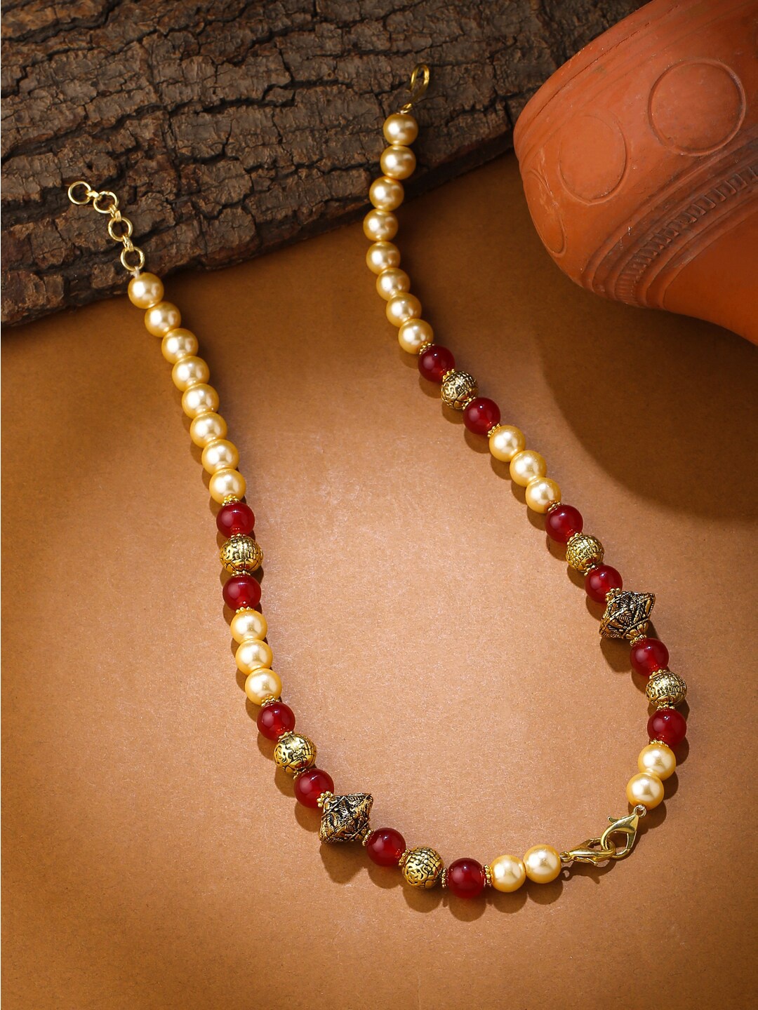 

Tistabene Antique Bead String Necklace, Beige
