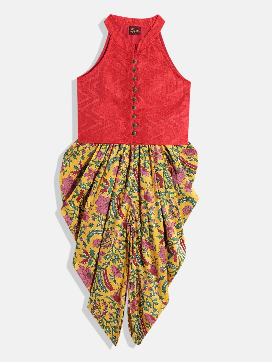 

Twisha Girls Top With Dhoti Pants, Red
