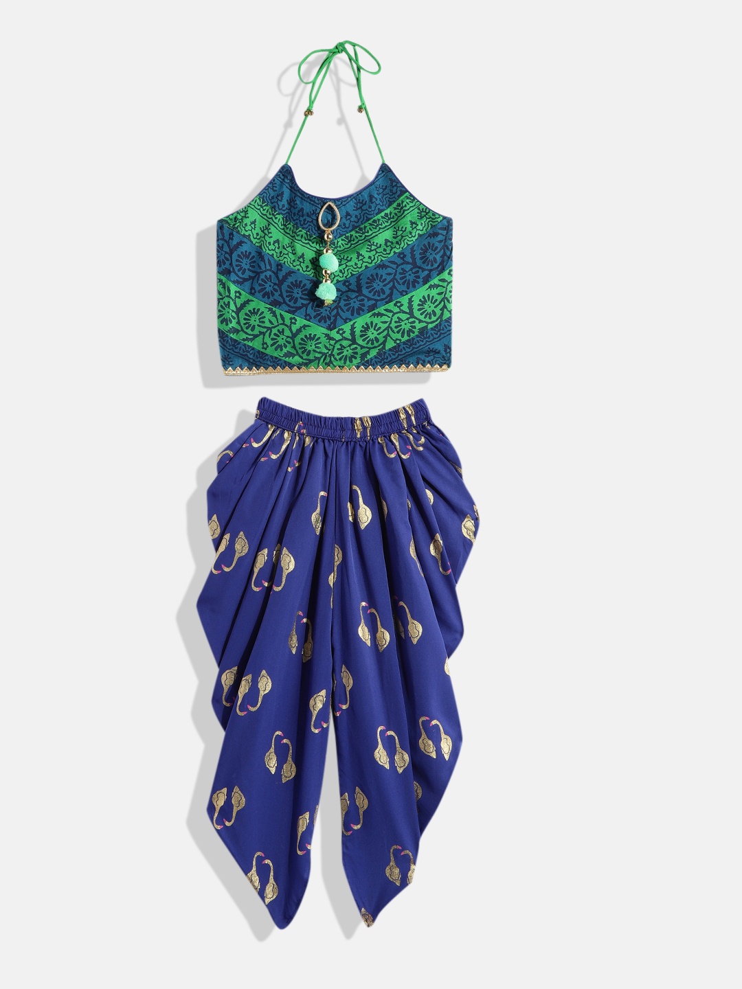 

Twisha Girls Embellished Top With Dhoti Pants, Sea green