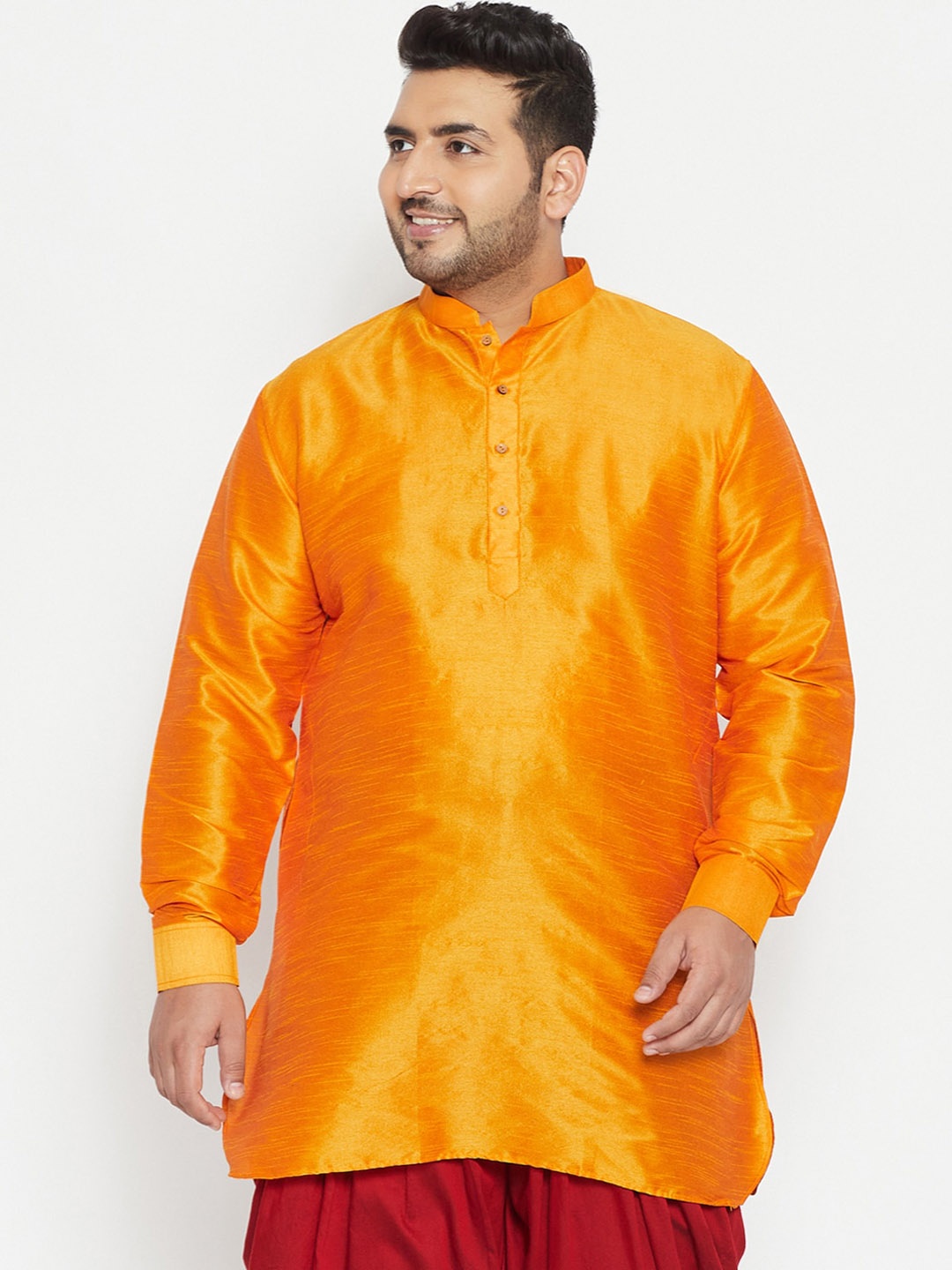 

VASTRAMAY PLUS Men Plus Size Mandarin Collar Kurta, Orange