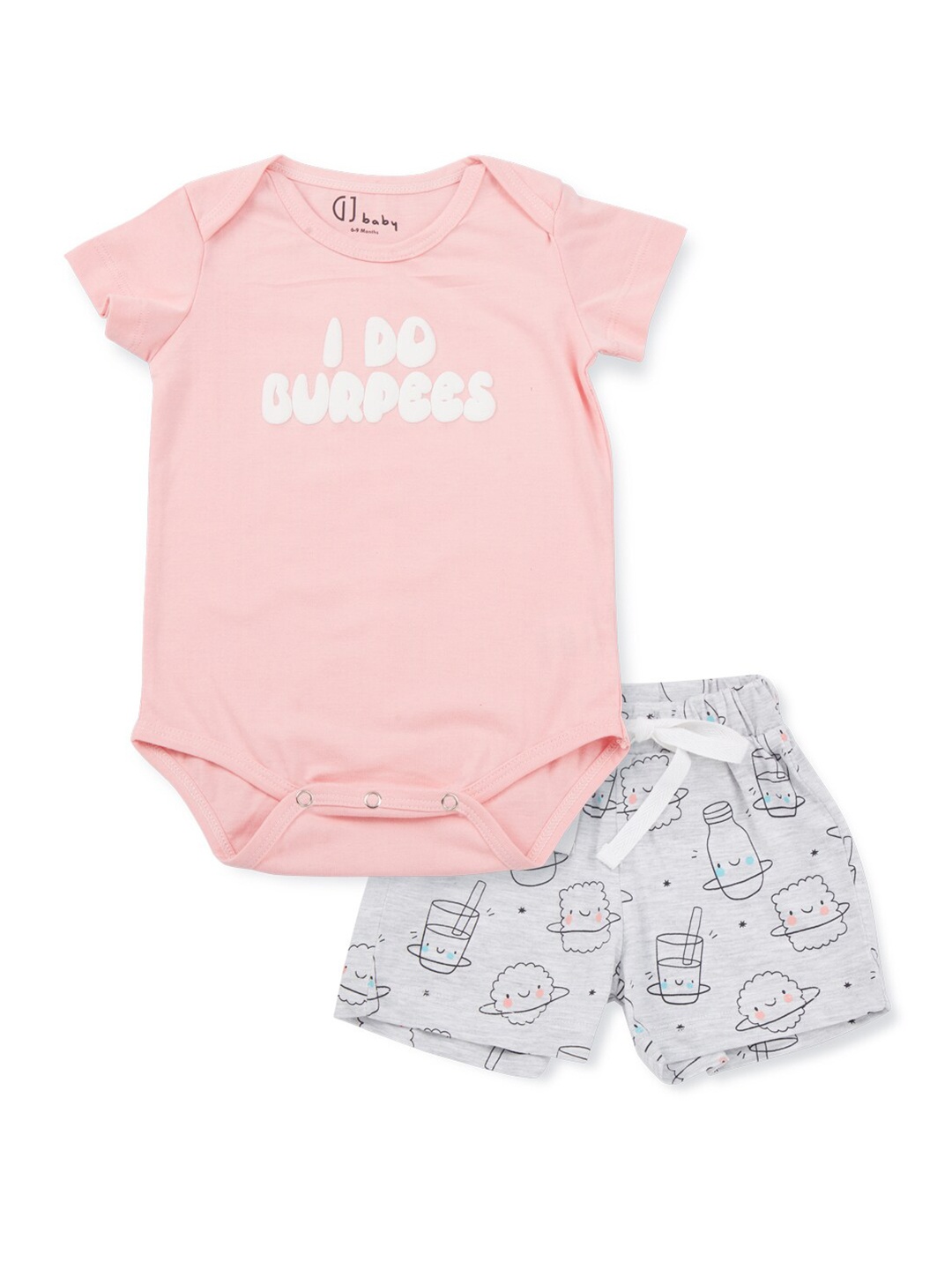 

Gini and Jony Infants Girls Printed Pure Cotton T-shirt with Shorts, Pink