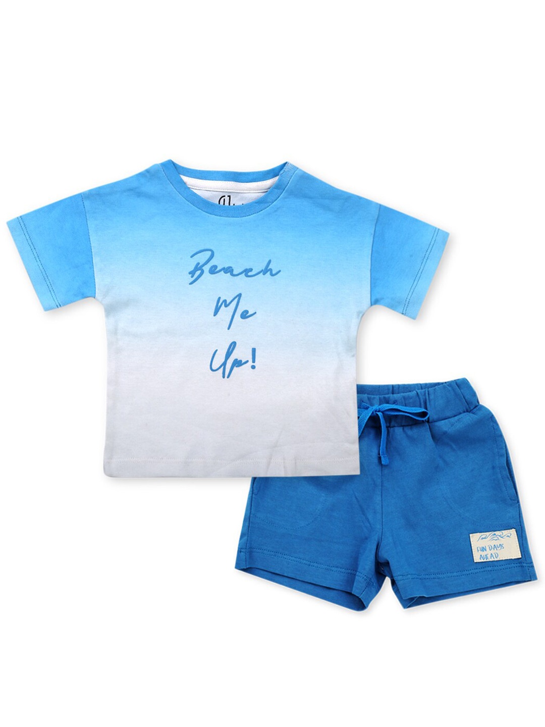 

Gini and Jony Boys Printed Pure Cotton T-shirt with Shorts, Blue