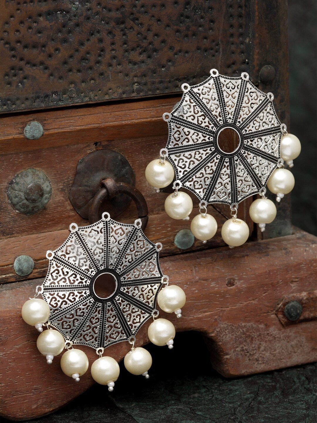 

PANASH Silver-Plated Circular Studs Earrings