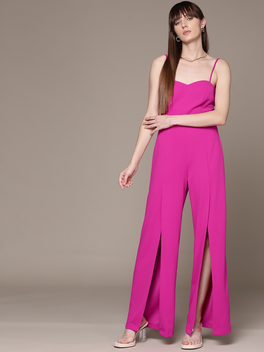 

bebe Party Slit Basic Jumpsuit, Pink