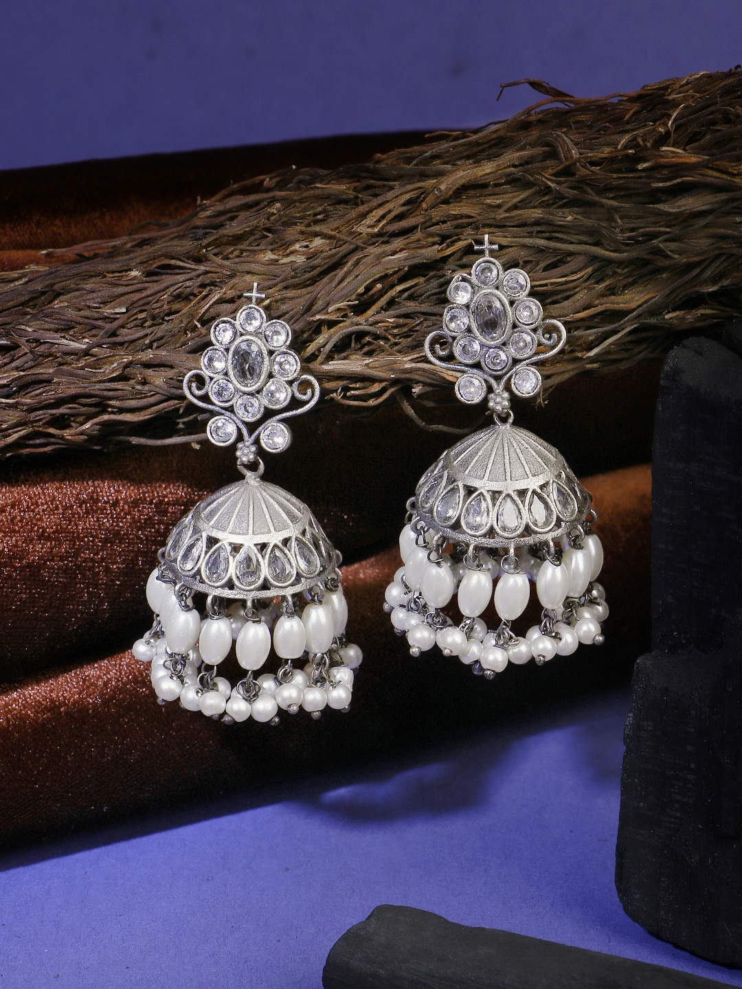 

Adwitiya Collection Silver-Plated Classic Jhumkas Earrings