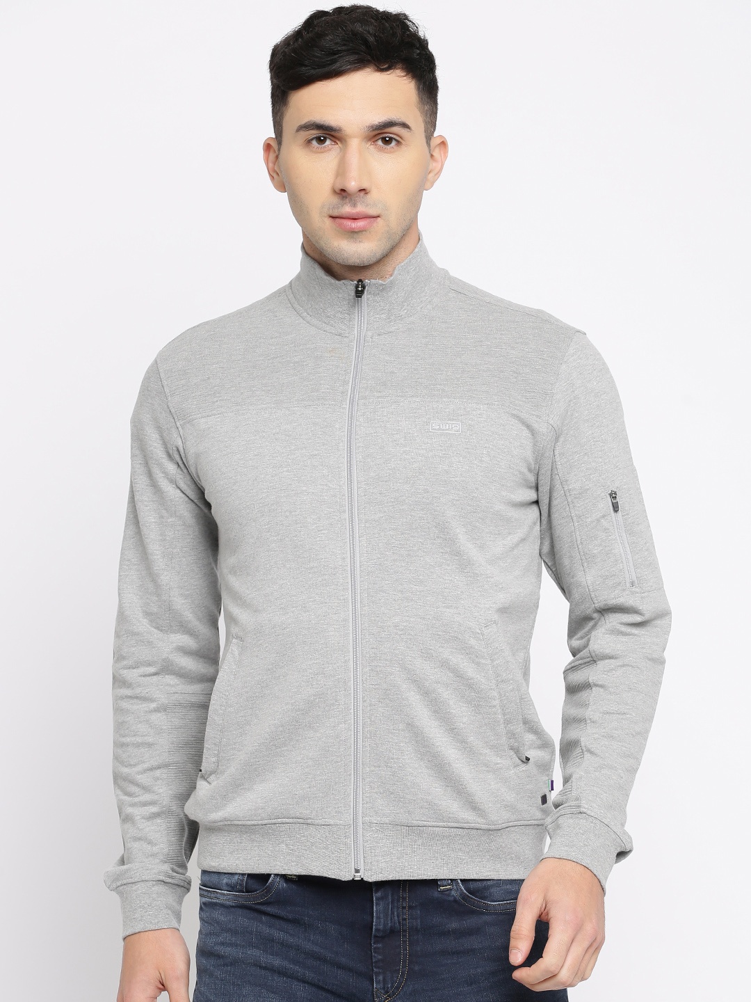 

Allen Solly Men Grey Melange Solid Sweatshirt