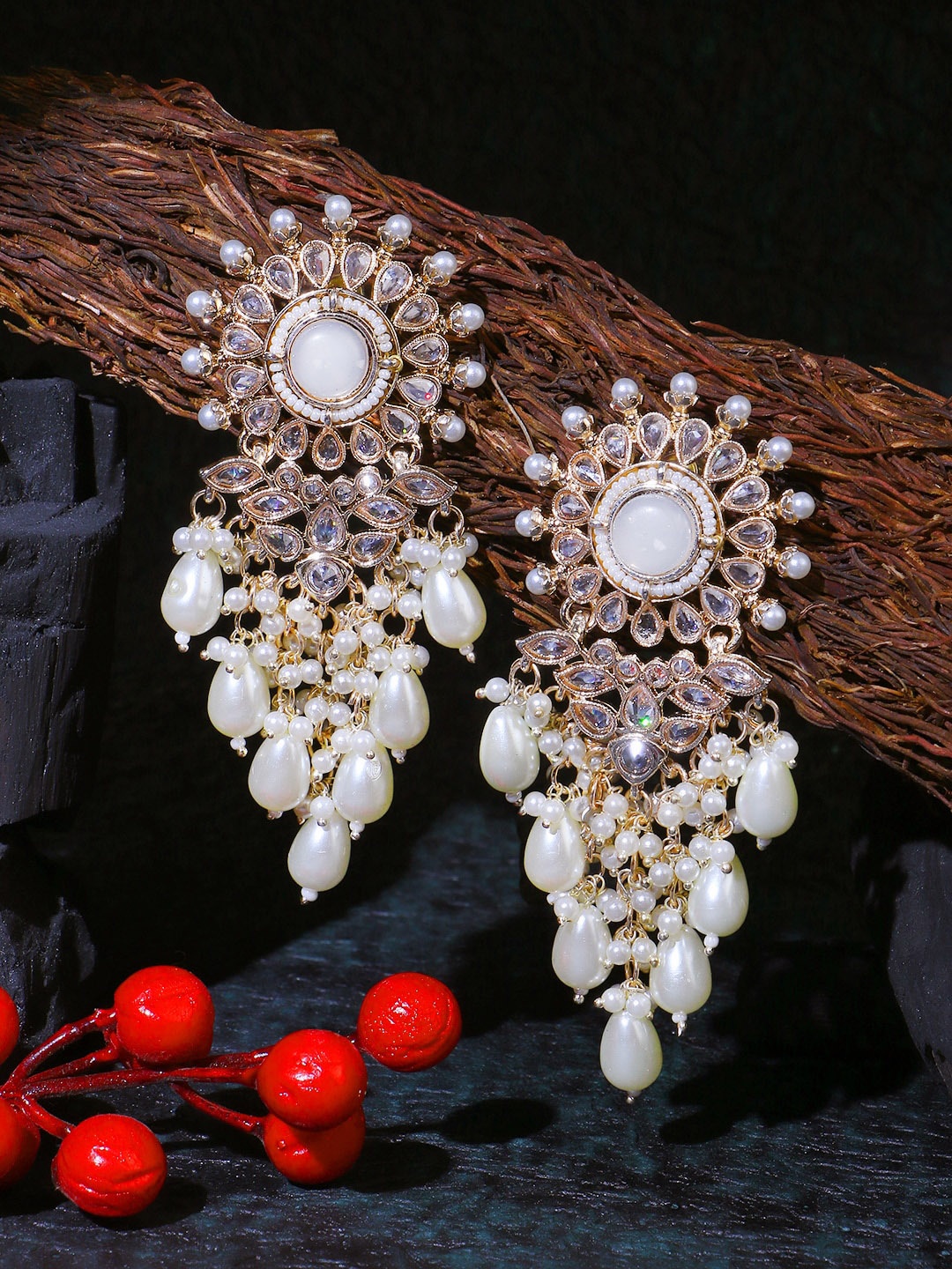 

Adwitiya Collection Gold-Plated Classic Drop Earrings