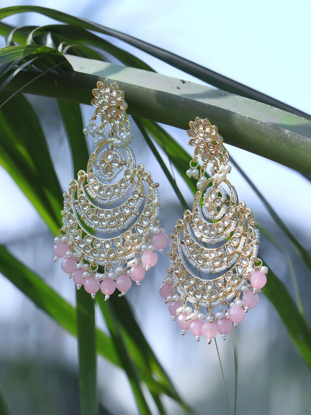 

Adwitiya Collection Gold-Plated Chandbalis Earrings