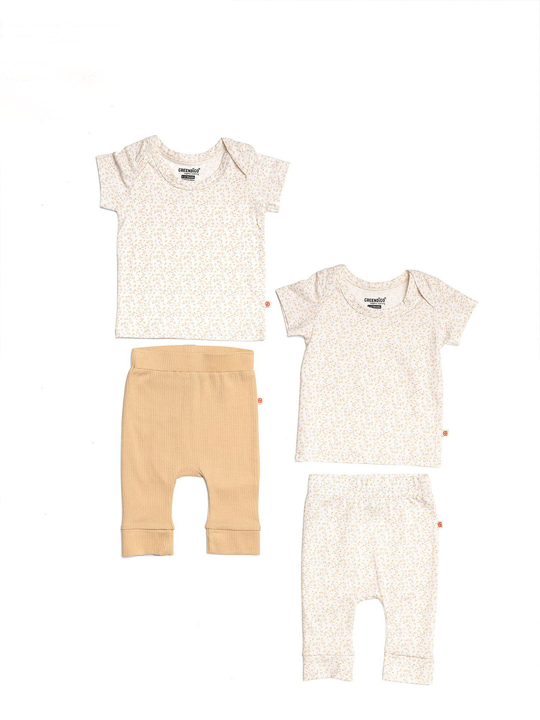 

GREENDIGO Infants Pack Of 2 Organic Cotton T-shirts With Trousers, Off white