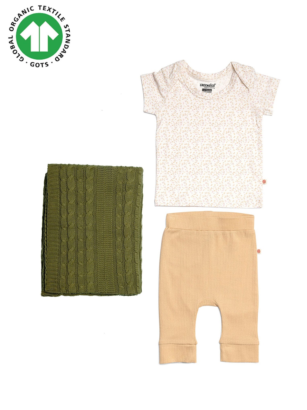 

GREENDIGO Infants Organic Cotton Top, Pant And Blanket Apparel Gift Set, White