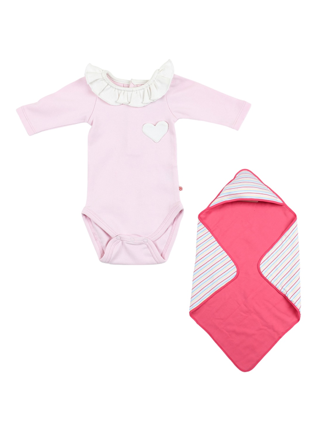

GREENDIGO Infants Girls Organic Cotton Rompers And Blanket Gift Set, Pink