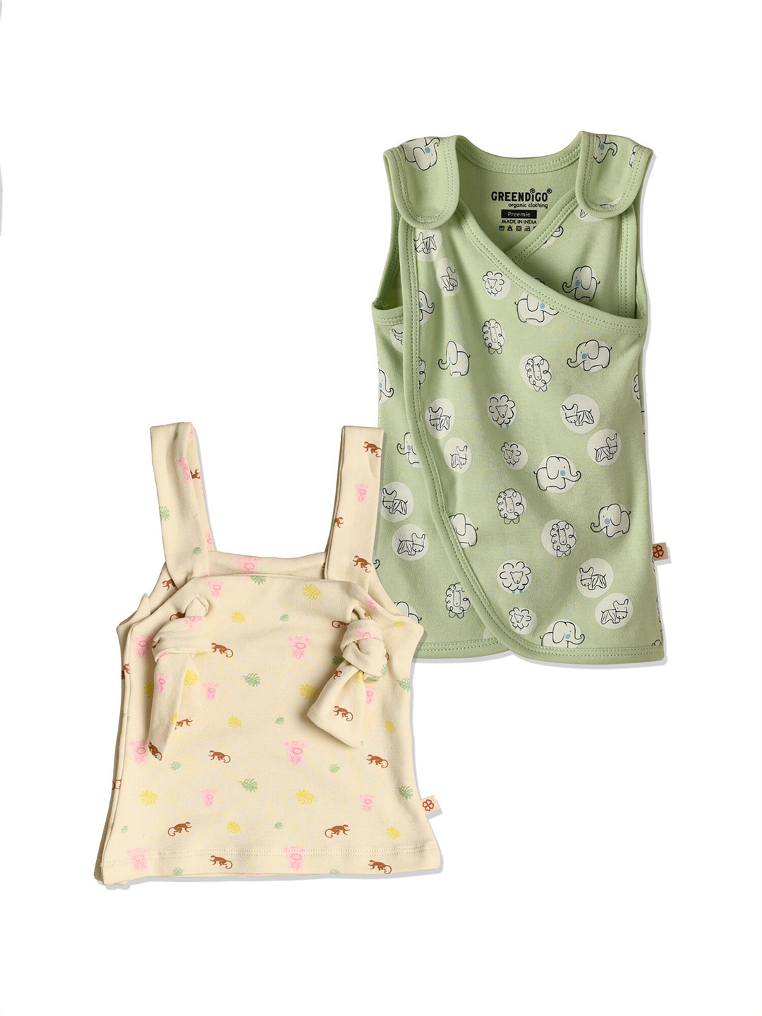 

GREENDIGO Infants Pack Of 2 Organic Cotton Dress & Top, Green