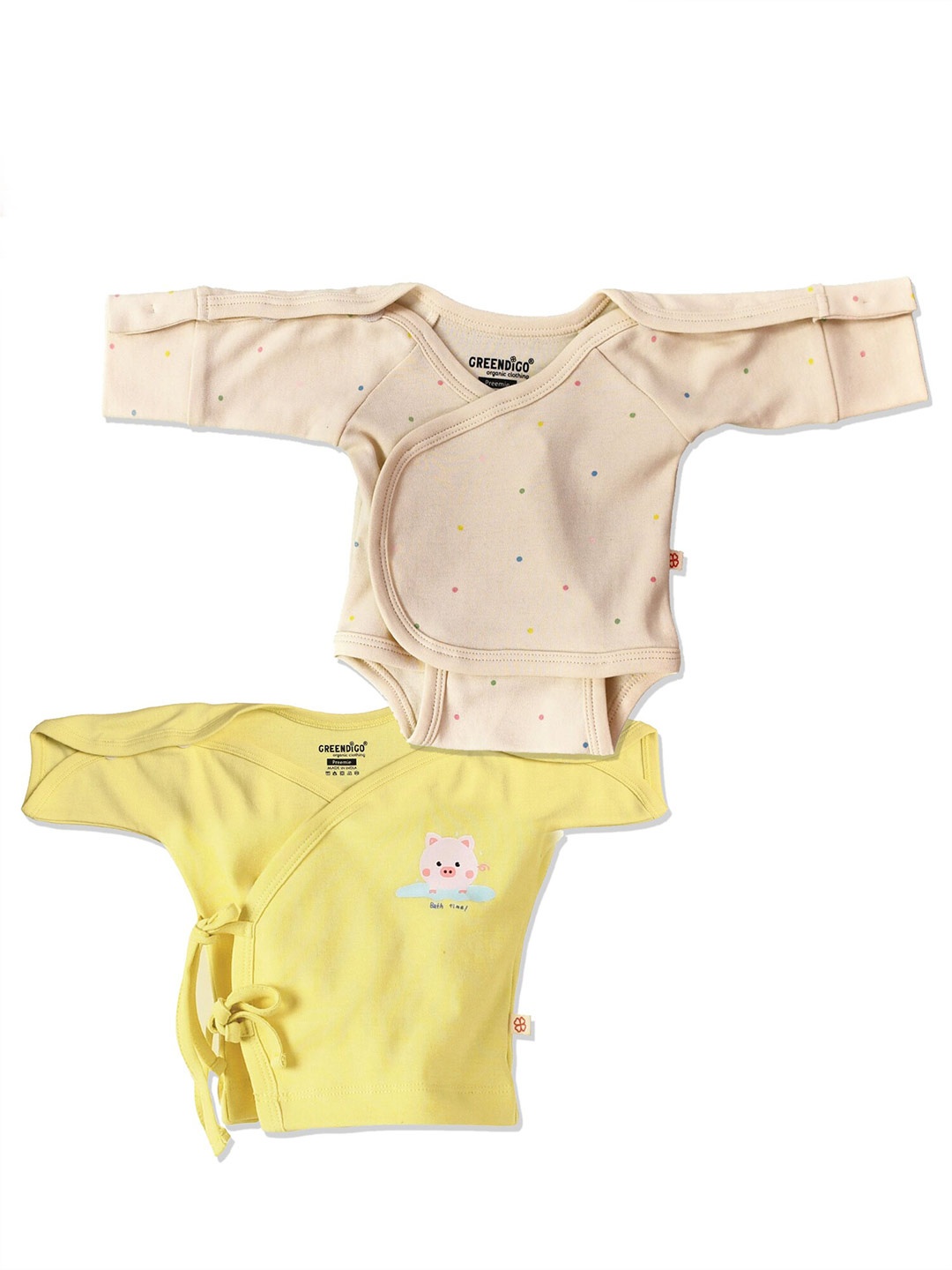 

GREENDIGO Infants Pack Of 2 Printed Organic Cotton Bodysuit & Top, Beige