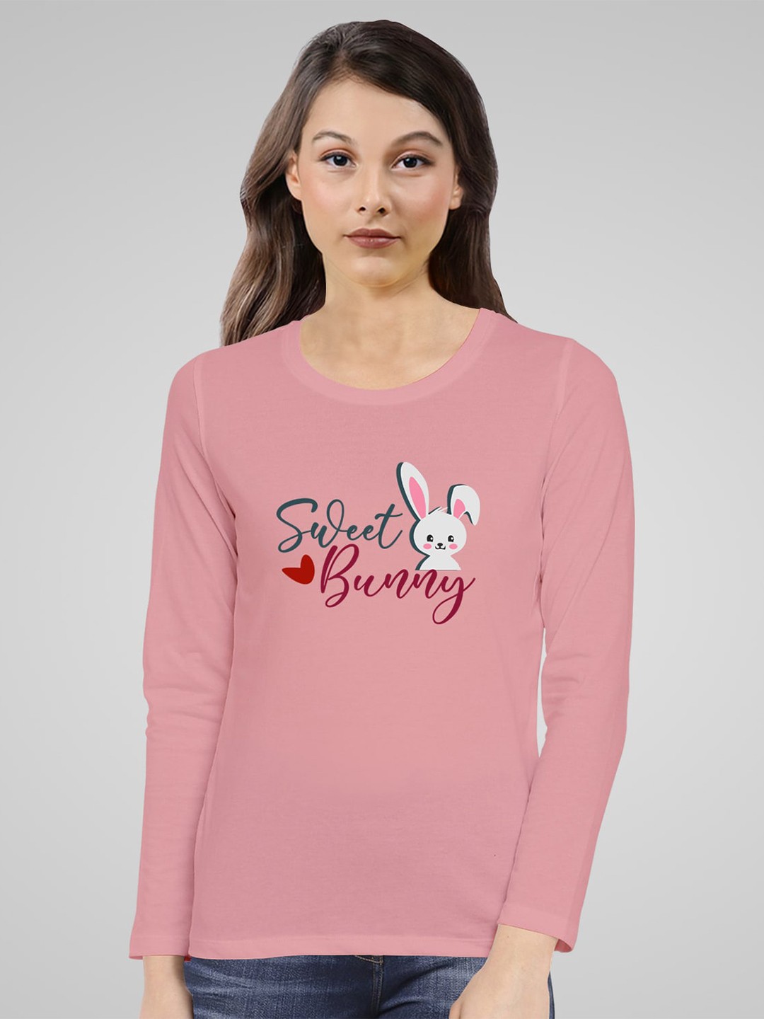 

Pootlu Women Typography Printed Round Neck Pure Cotton T-shirt, Pink