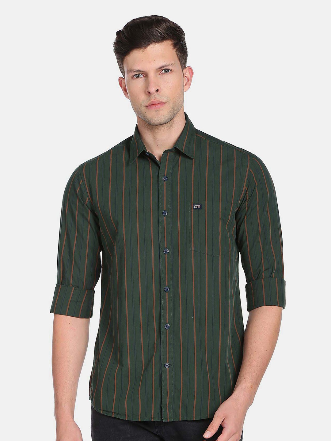 

Arrow Sport Men Striped Casual Cotton Shirt, Green