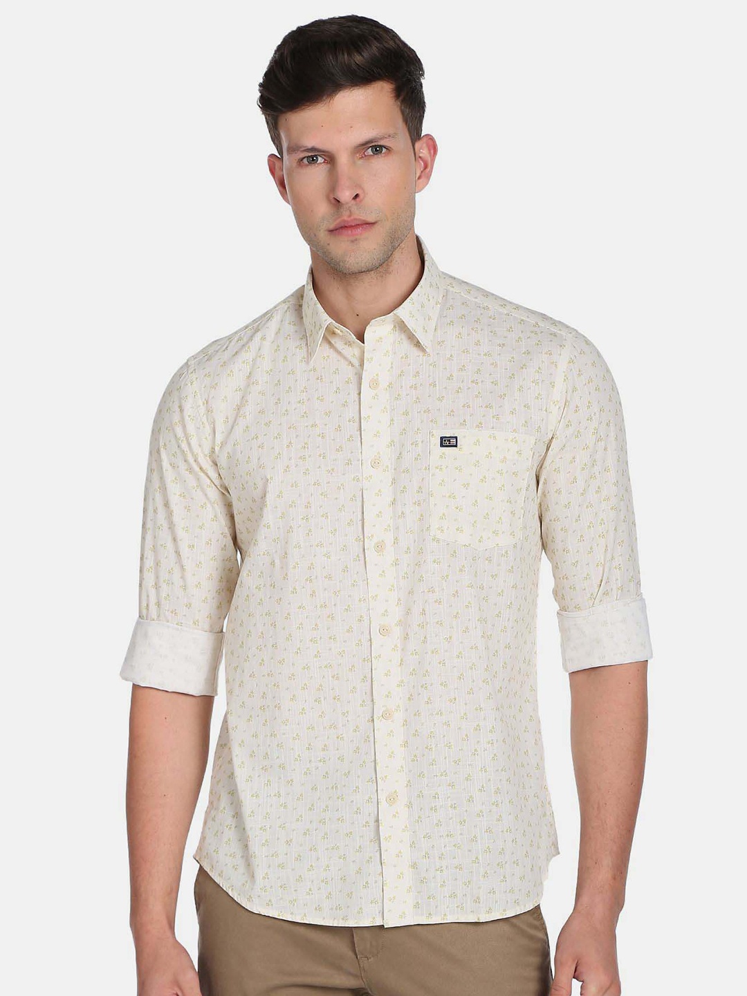 

Arrow Sport Men Floral Printed Cotton Casual Shirt, Beige