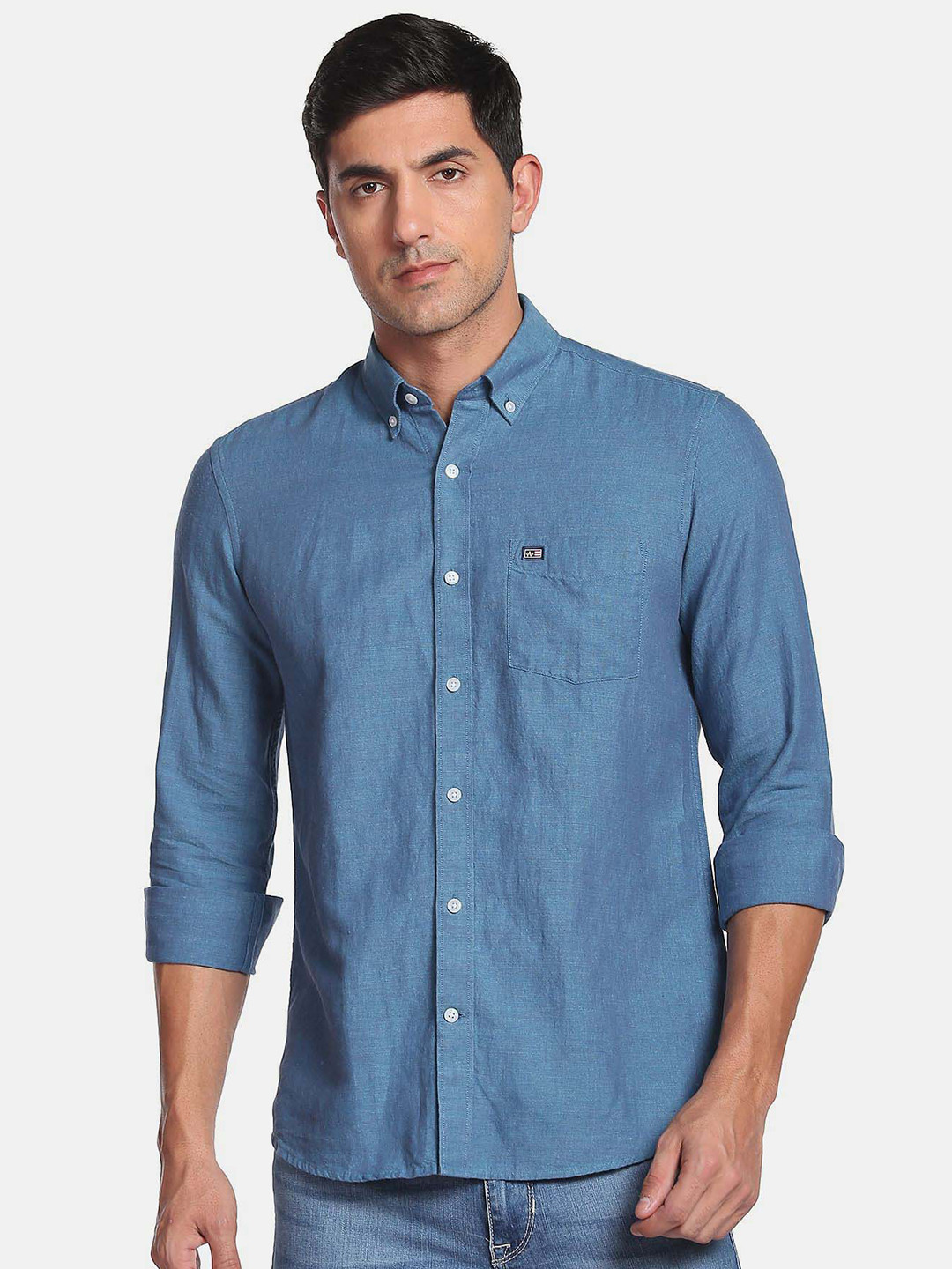 

Arrow Sport Men Slim Fit Casual Cotton Shirt, Blue
