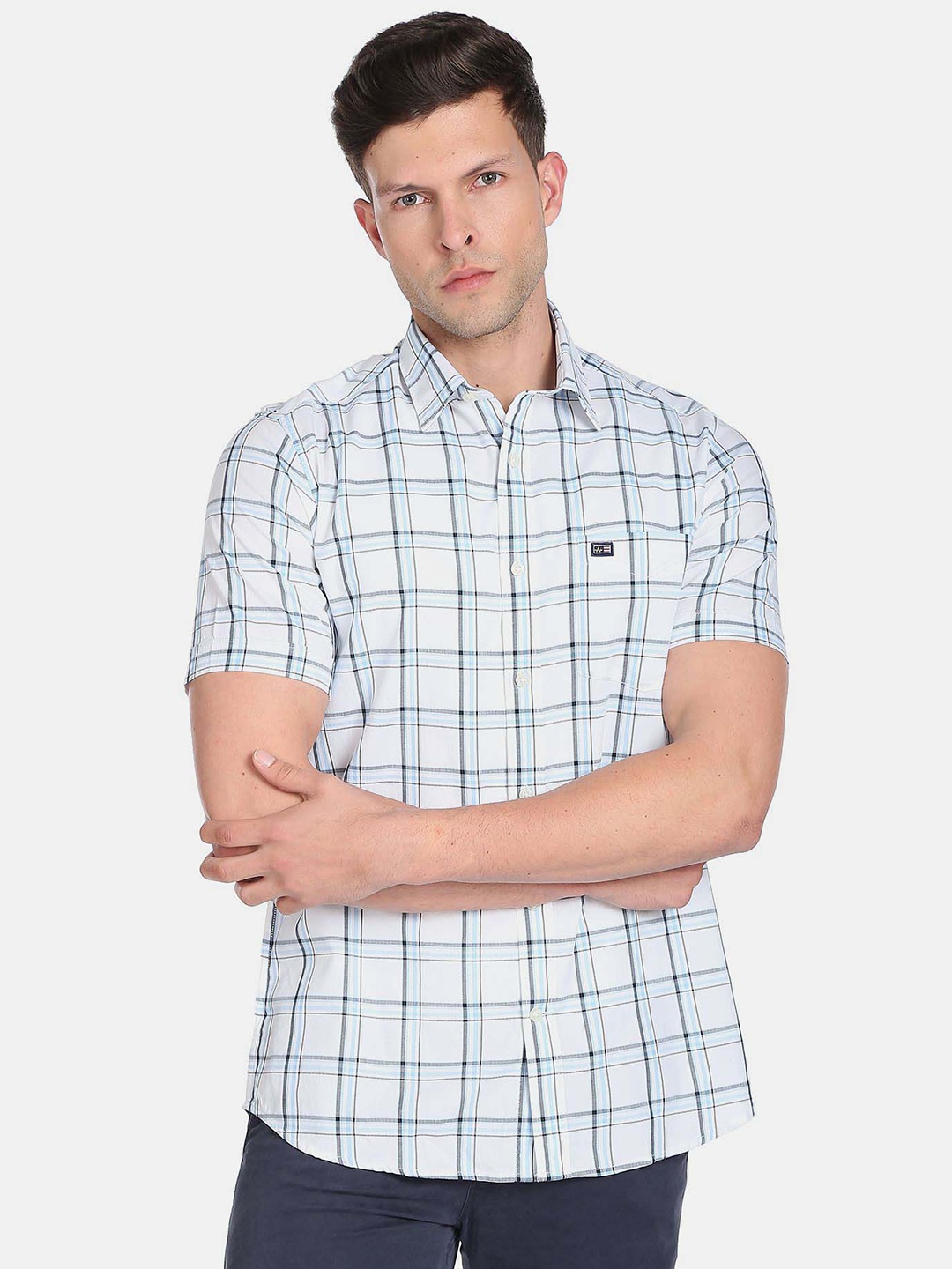 

Arrow Sport Men Slim Fit Checked Casual Cotton Shirt, White