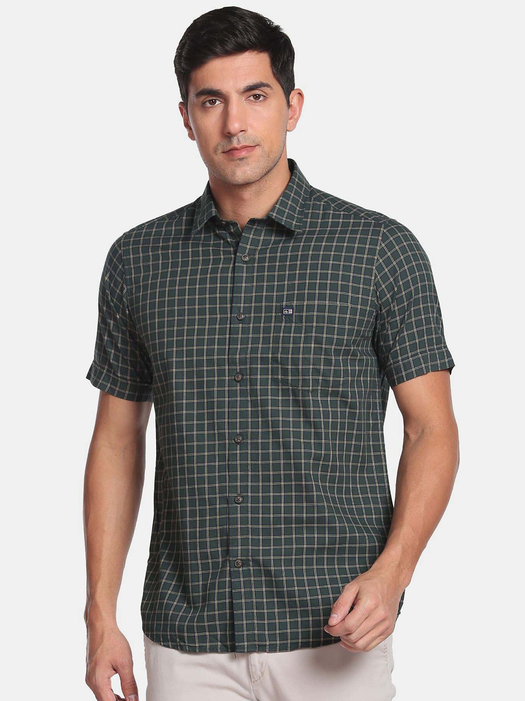 

Arrow Sport Men Checked Casual Pure Cotton Shirt, Green