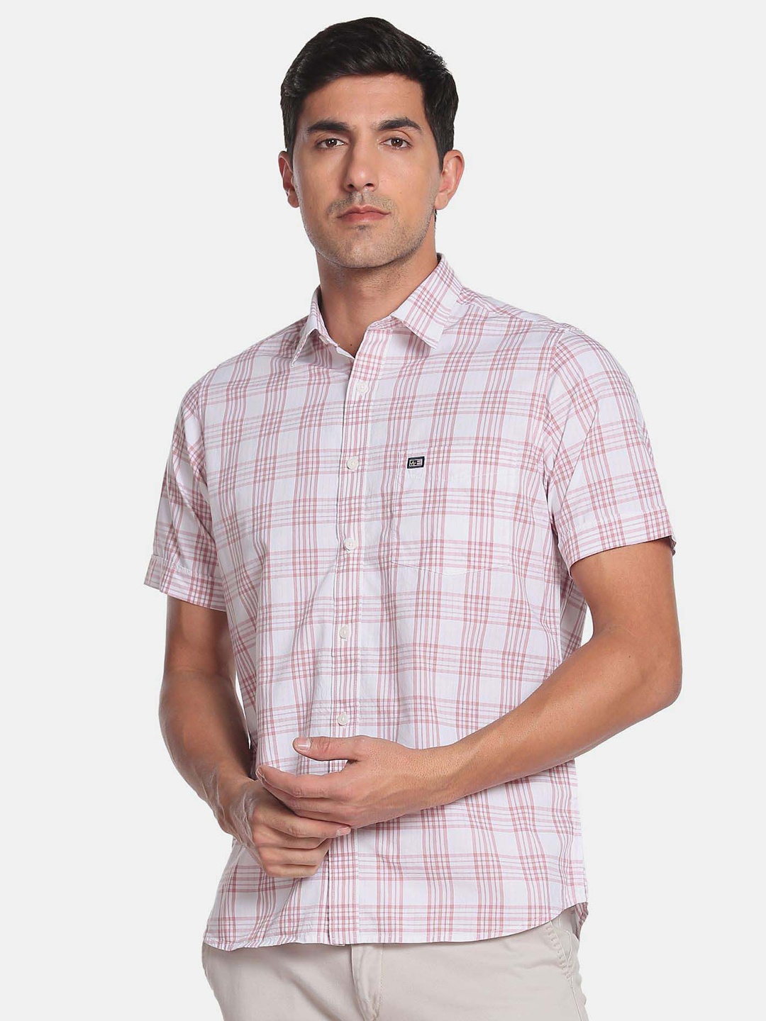 

Arrow Sport Men Tartan Checks Casual Pure Cotton Shirt, White