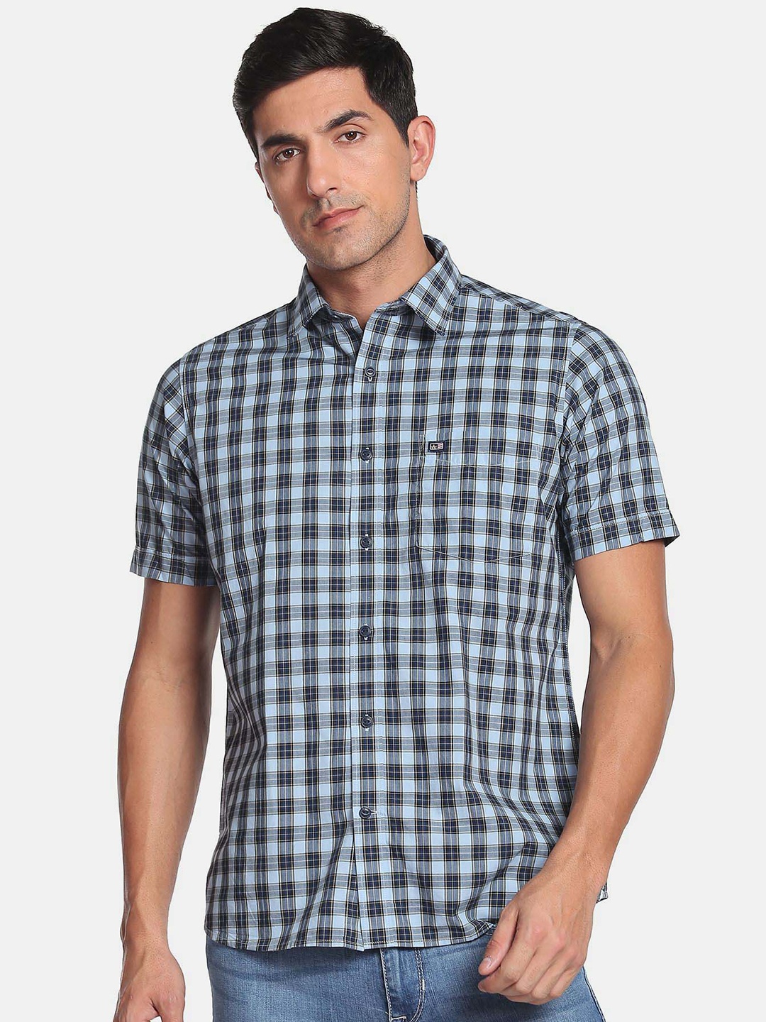 

Arrow Sport Men Tartan Checks Checked Pure Cotton Casual Shirt, Blue