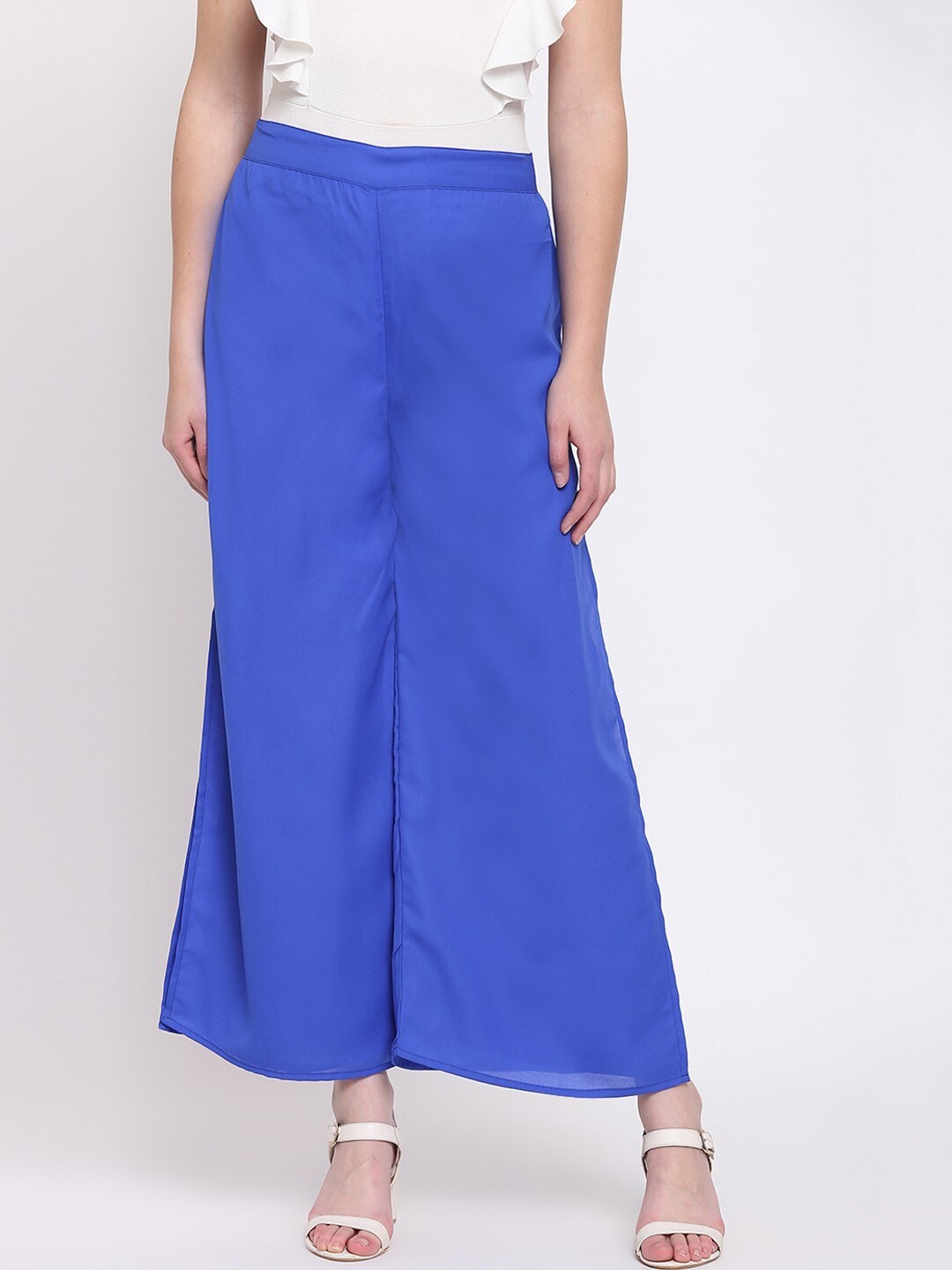 

RIVI Women Wide Leg Palazzos, Blue