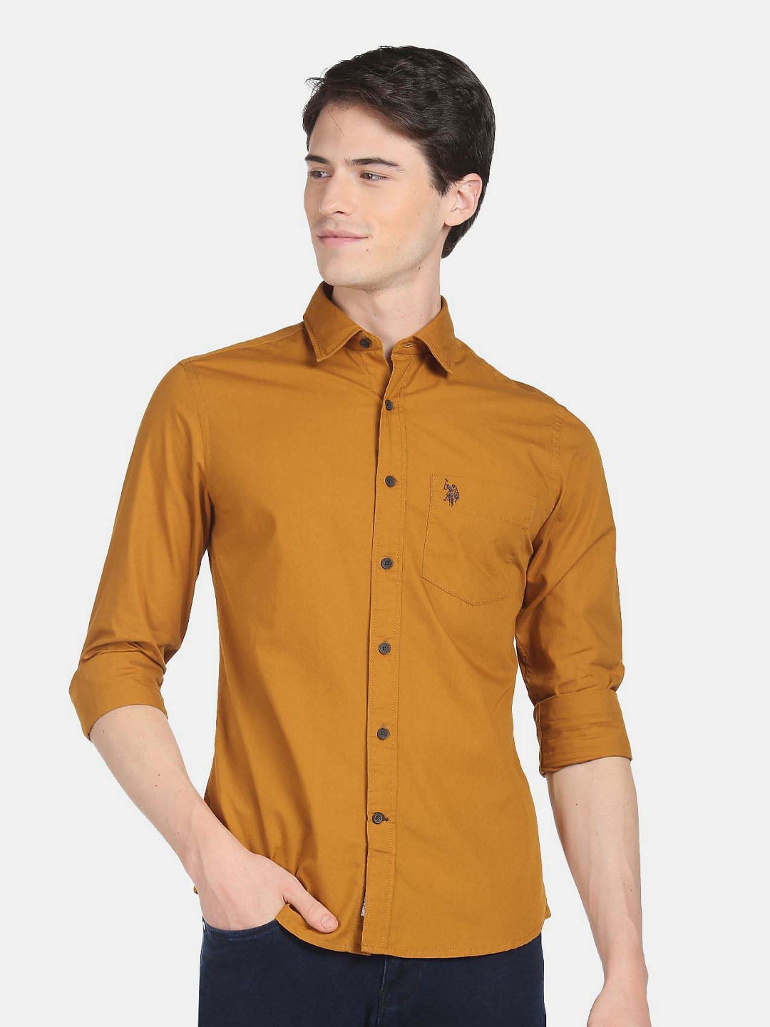 

U.S. Polo Assn. Men Pure Cotton Casual Shirt, Brown