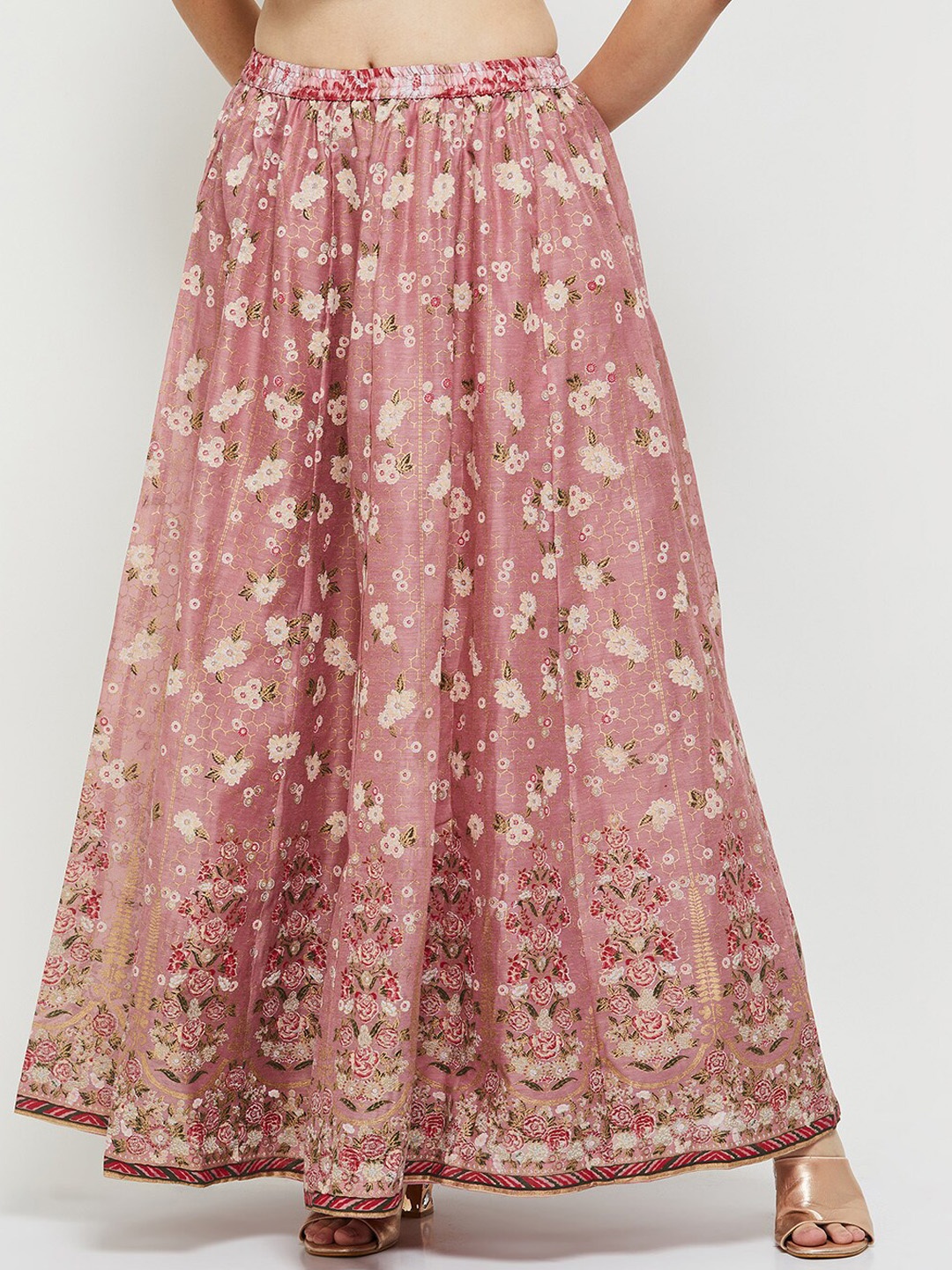 

max Floral Flared Maxi Skirt, Pink