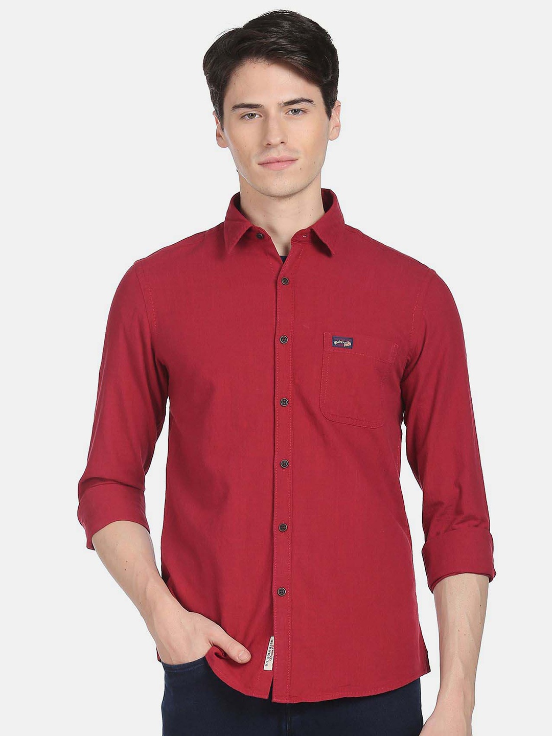 

U.S. Polo Assn. Denim Co. Men Plus Size Pure Cotton Casual Shirt, Maroon